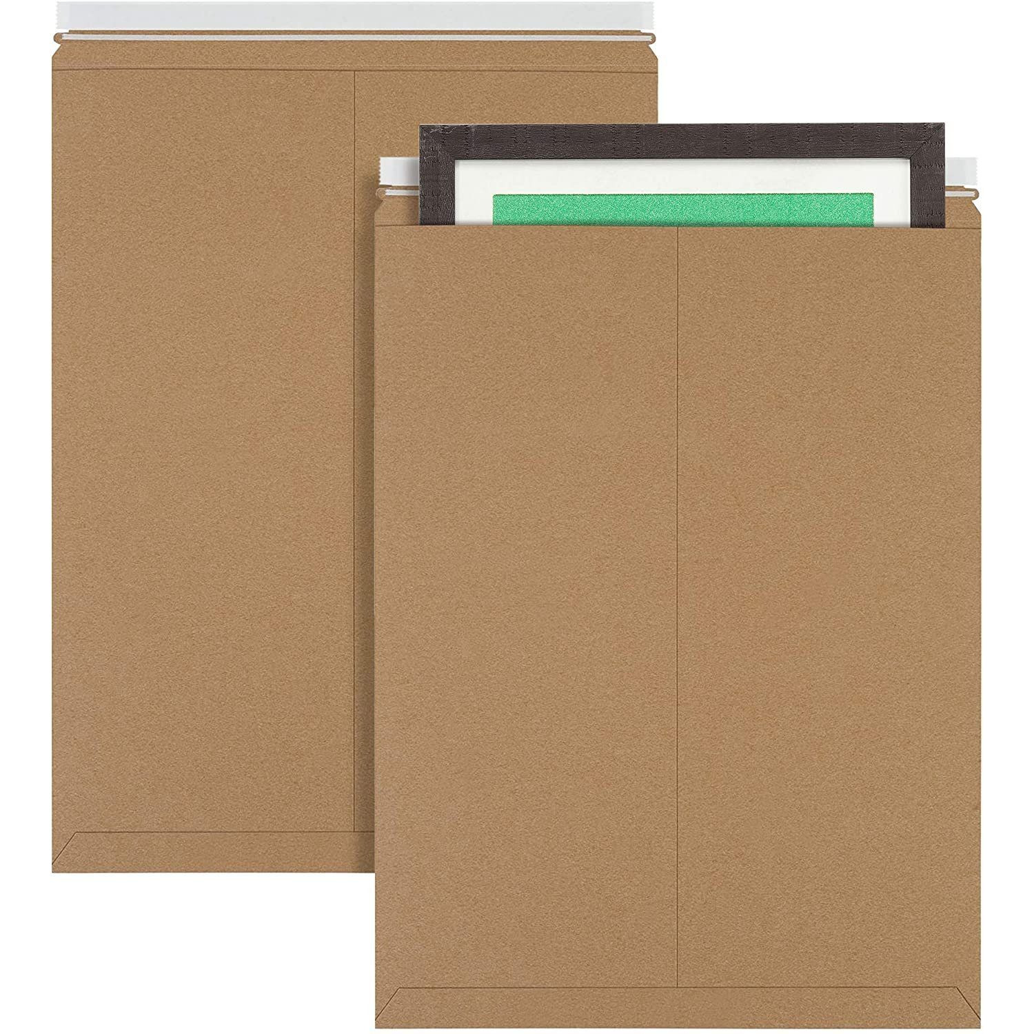 Brown cardboard Mailers 18 x 24 Pack of 5 Kraft Paper Rigid Envelopes with Adhesive Strip Self-seal closure Rigid Mailers Kraft Paper Envelopes for Shipping and Packing Paperwork(D0102HIXSWY)