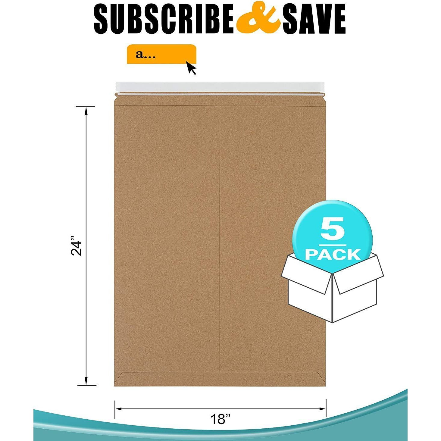 Brown cardboard Mailers 18 x 24 Pack of 5 Kraft Paper Rigid Envelopes with Adhesive Strip Self-seal closure Rigid Mailers Kraft Paper Envelopes for Shipping and Packing Paperwork(D0102HIXSWY)