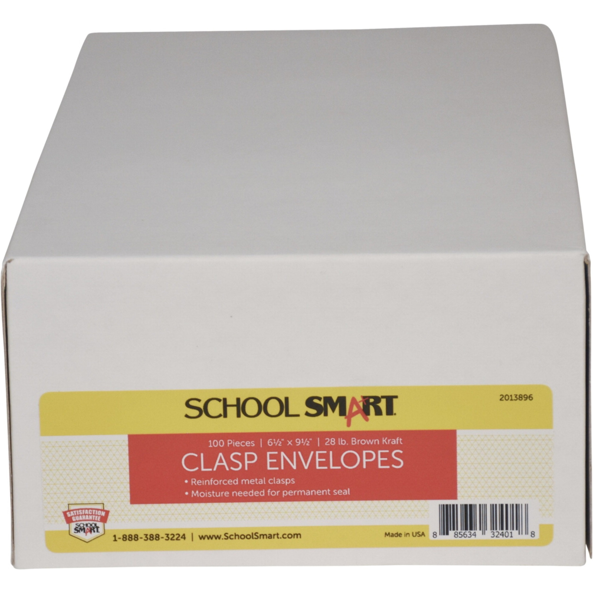 School Smart Kraft Envelopes with Clasp, 6-1/2 x 9-1/2 Inches, Pack of 100
