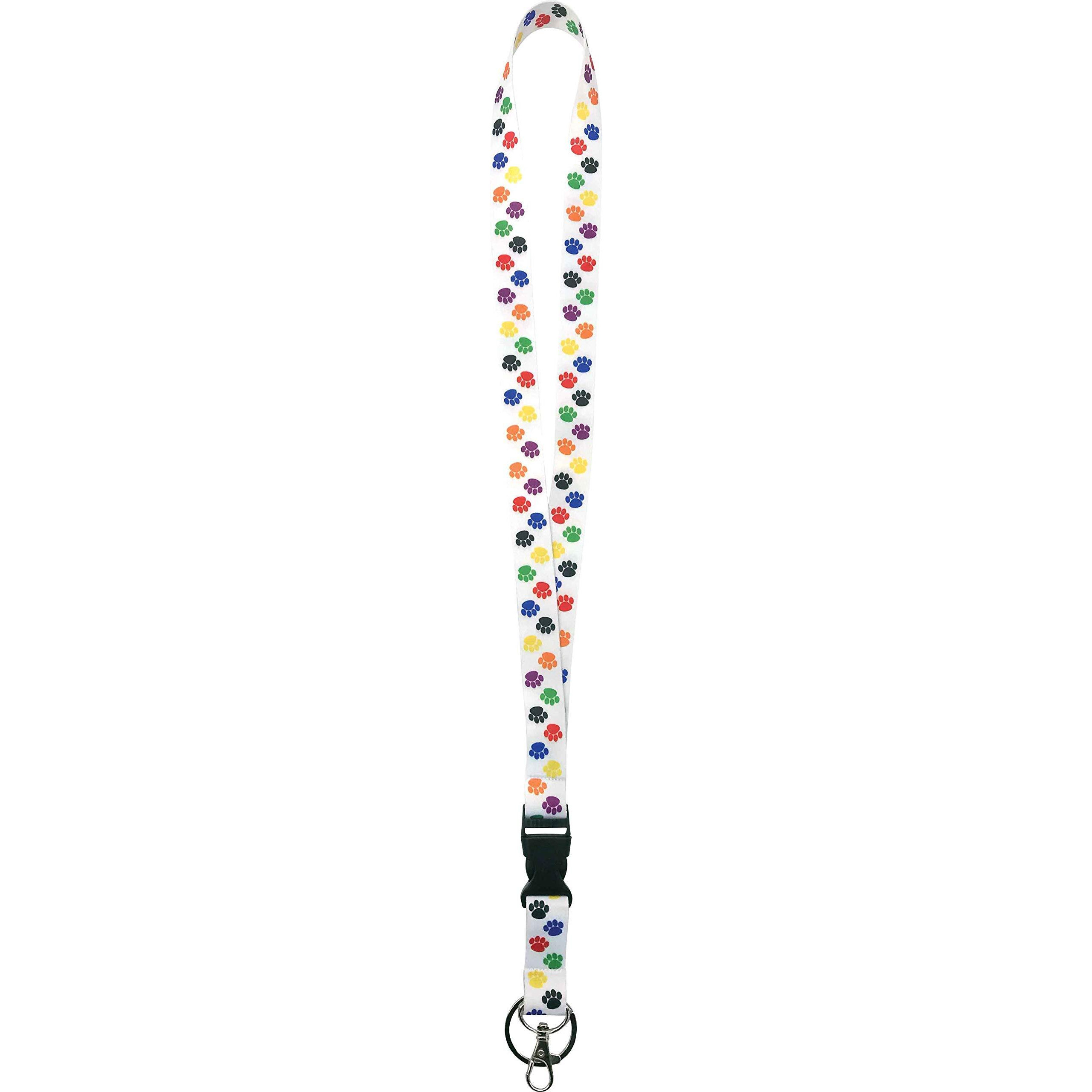COLORFUL PAW PRINT LANYARD