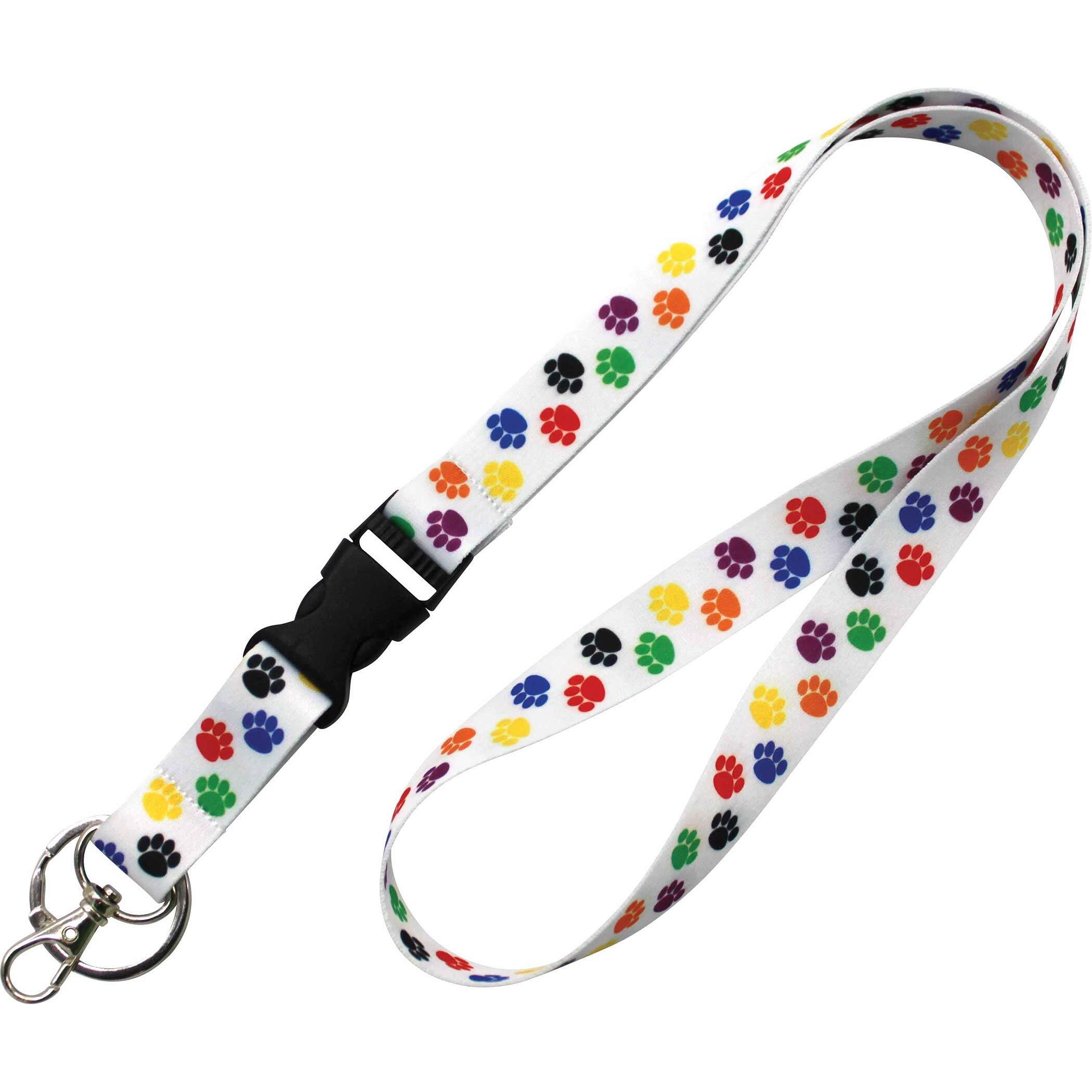 COLORFUL PAW PRINT LANYARD