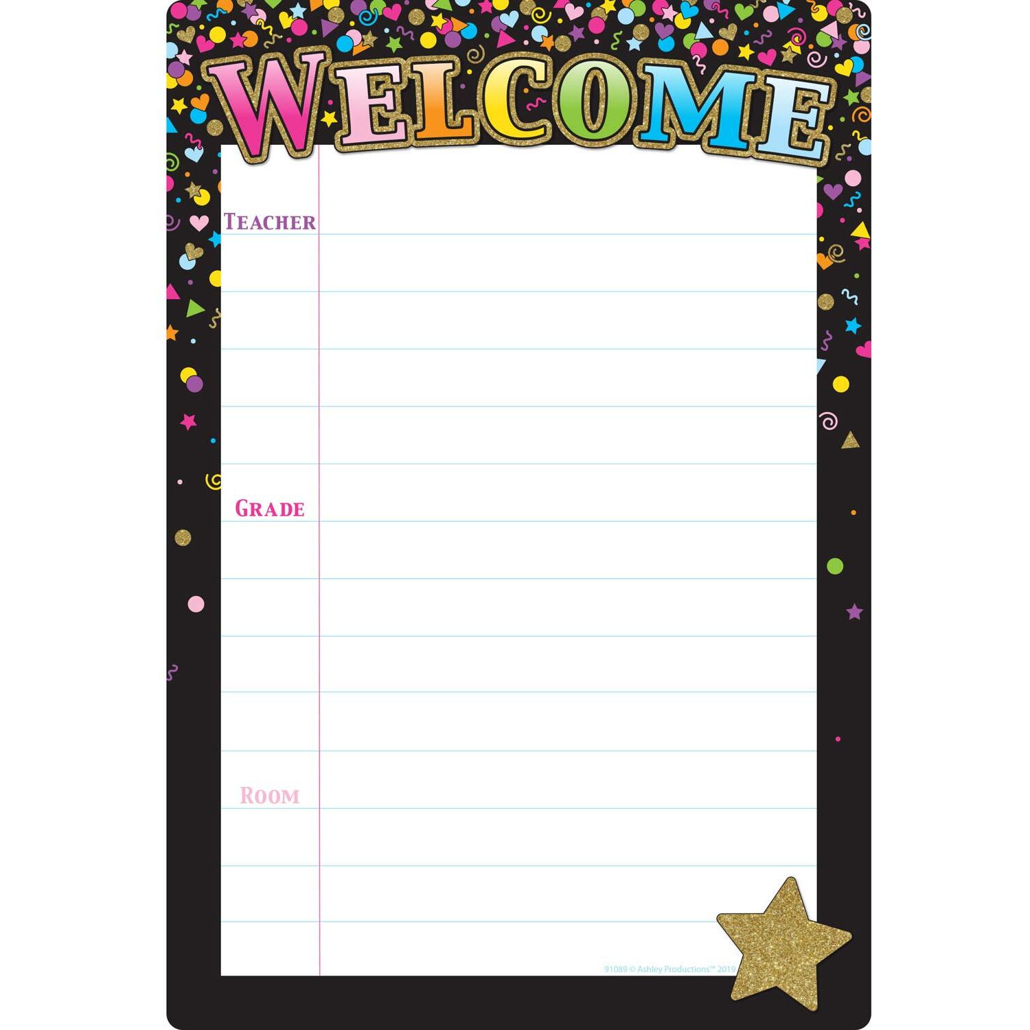 BLACK CONFETTI WELCOME 13 X 19