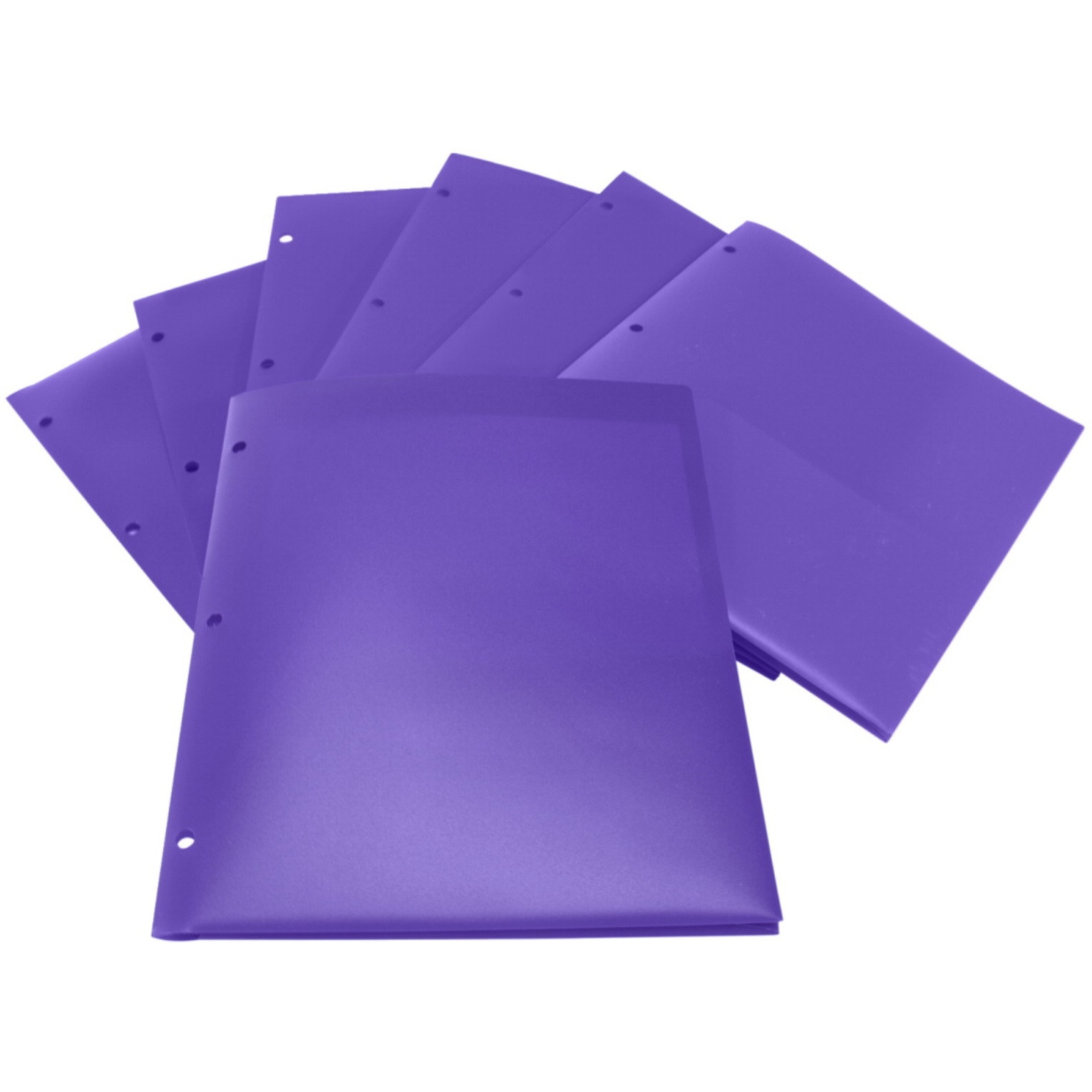 School Smart Heavyweight Two-Pocket Poly Folder with Three-Hole Punch, Purple, Pack of 25