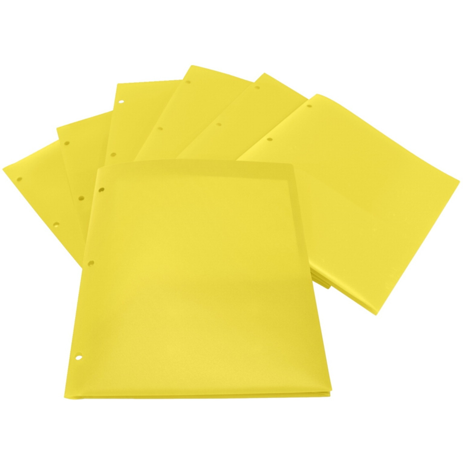 School Smart Heavyweight Two-Pocket Poly Folder with Three-Hole Punch, Yellow, Pack of 25