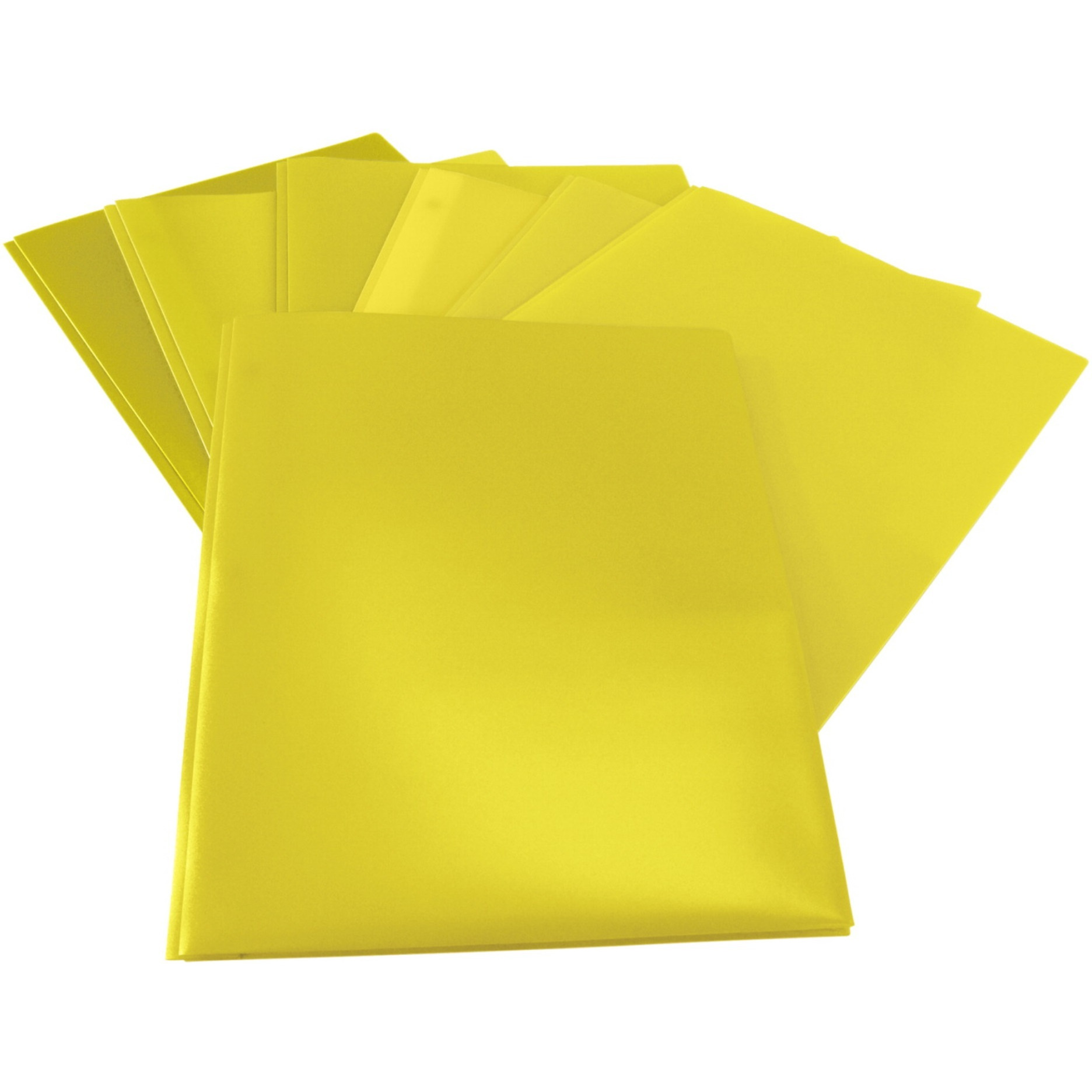 School Smart Heavyweight Two-Pocket Poly Folder with Fasteners, Yellow, Pack of 25