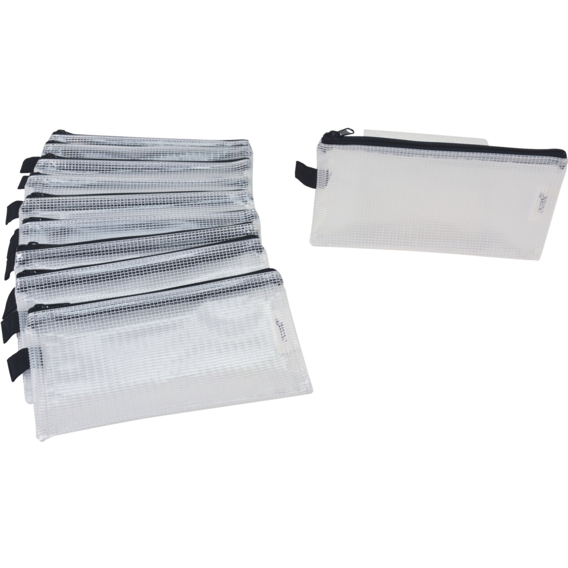 Sax Mesh Zippered Bag, 5 x 9 Inches, Clear with Black Trim, Pack of 10