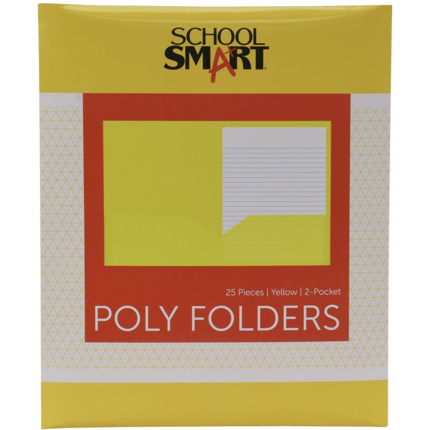 School Smart Heavyweight Two-Pocket Poly Folder, Yellow, Pack of 25
