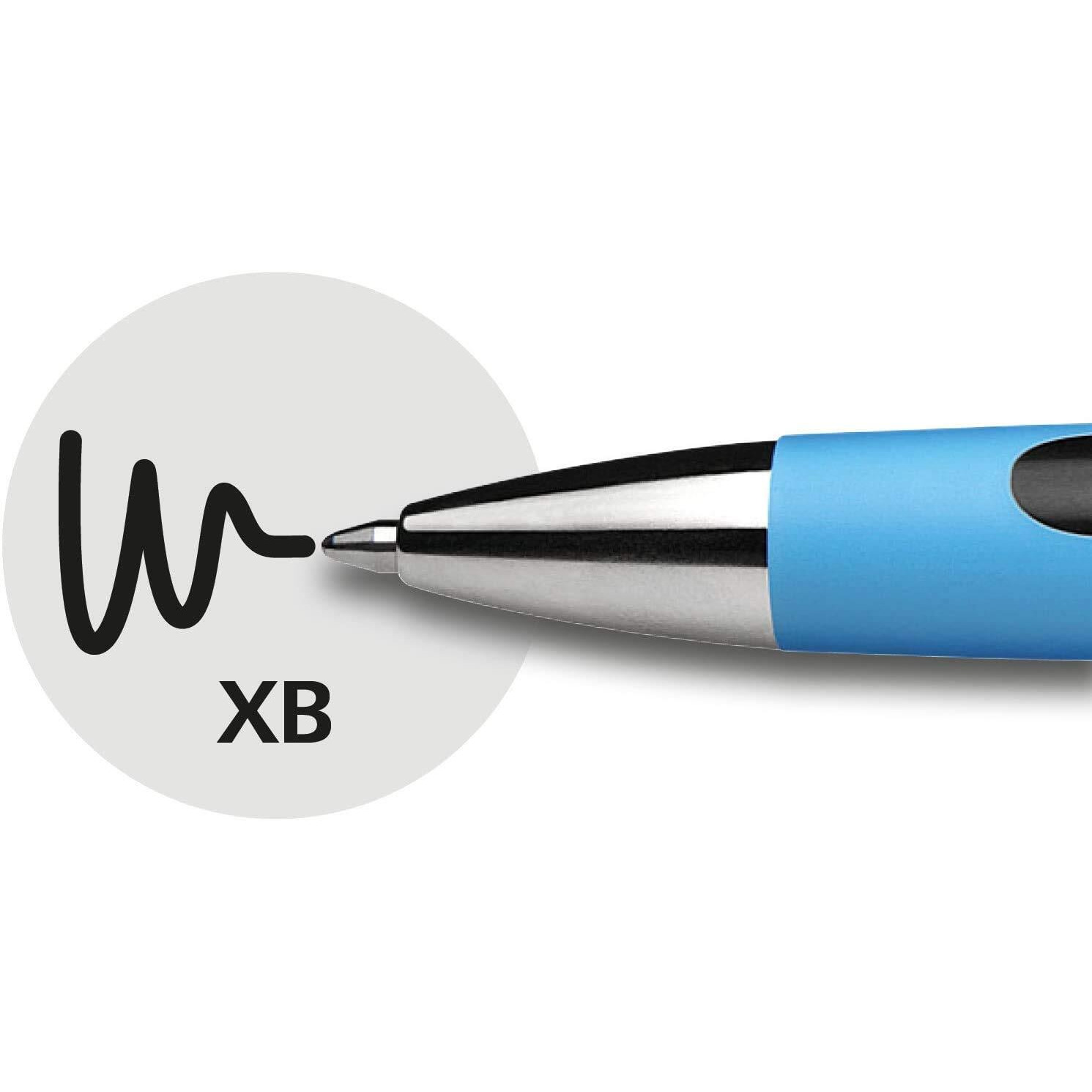 Schneider Slider Rave XB Ballpoint Pen - Extra Broad Pen Point - 1.4 mm Pen Point Size - Retractable - Black - Black Rubberized, Light Blue Barrel - Stainless Steel Tip - 5 / Pack