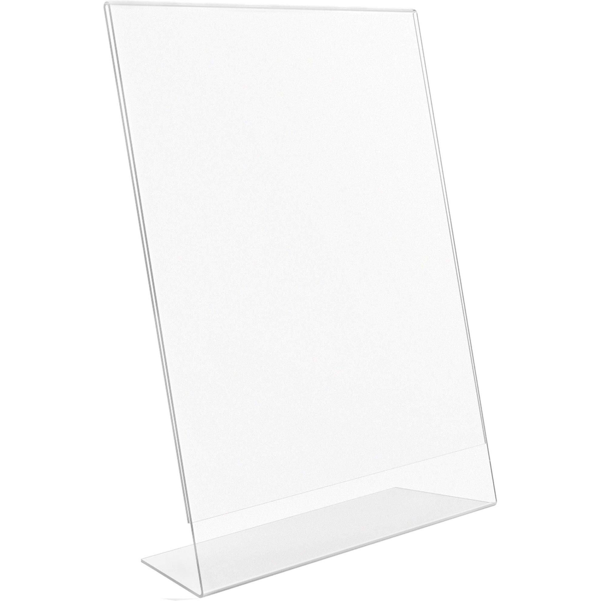 Lorell L-base Slanted Sign Holder Stand - Support 8.50" x 11" Media - Acrylic - 1 / Pack - Clear