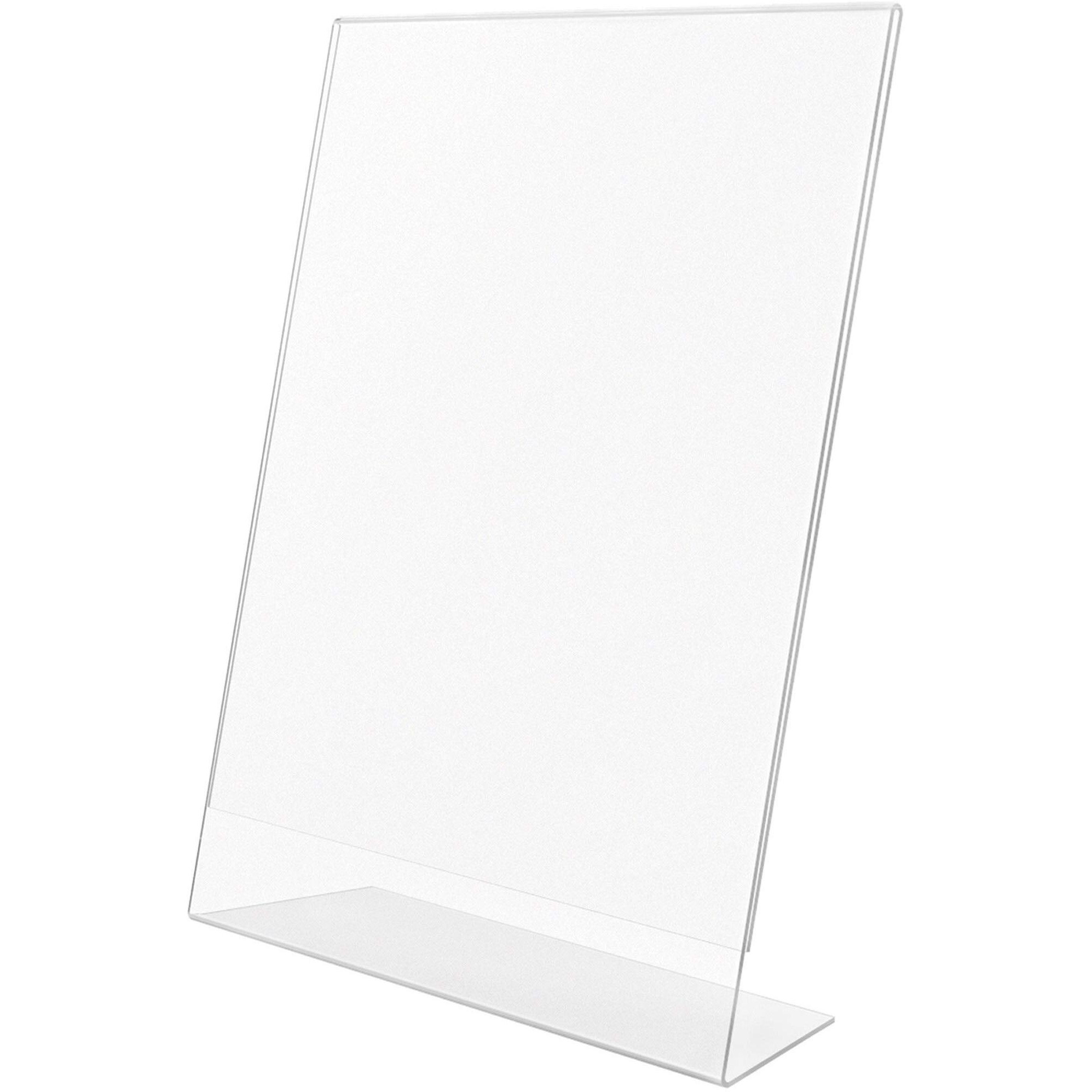 Lorell L-base Slanted Sign Holder Stand - Support 8.50" x 11" Media - Acrylic - 1 / Pack - Clear
