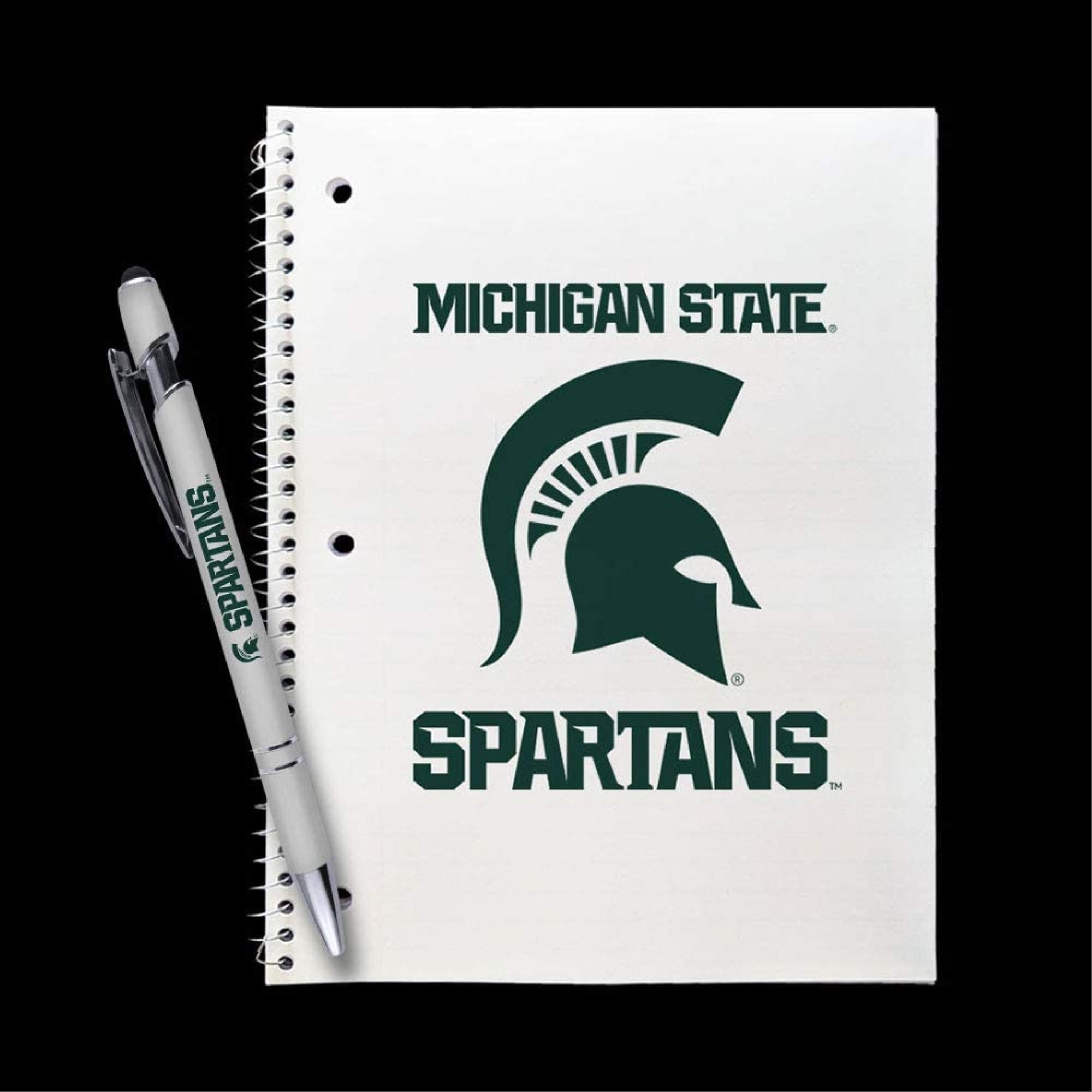 Michigan State Spartans Gift Set - Spiral Notebook and Comfort Feel Metal Pen (2341)