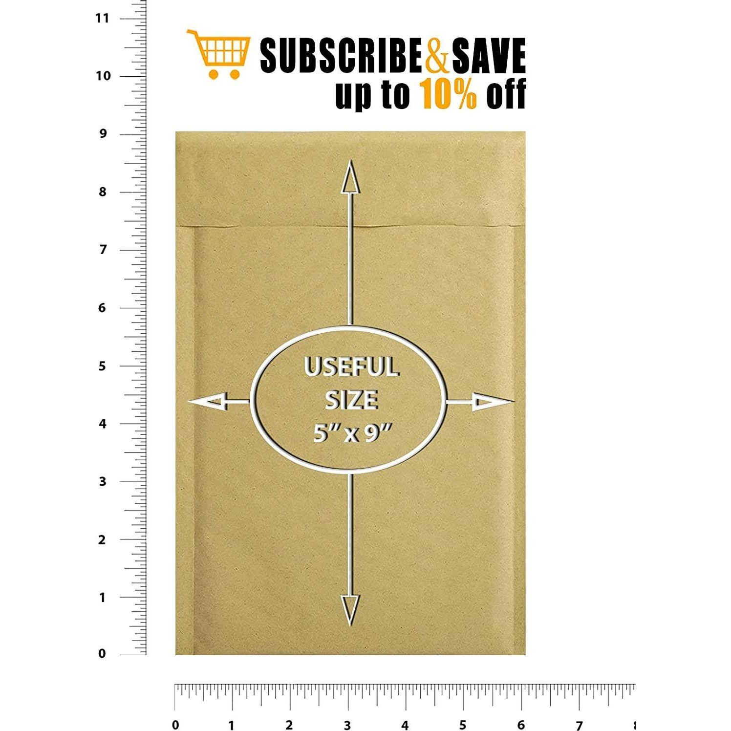 Natural Brown Kraft Bubble Mailers 5 x 9 Padded Envelopes 5x9 Pack of 25 Paper cushion Envelopes with Peel and Seal for Mailing Shipping Packing Packaging Supplies Paper Bag(D0102H9FAB7)