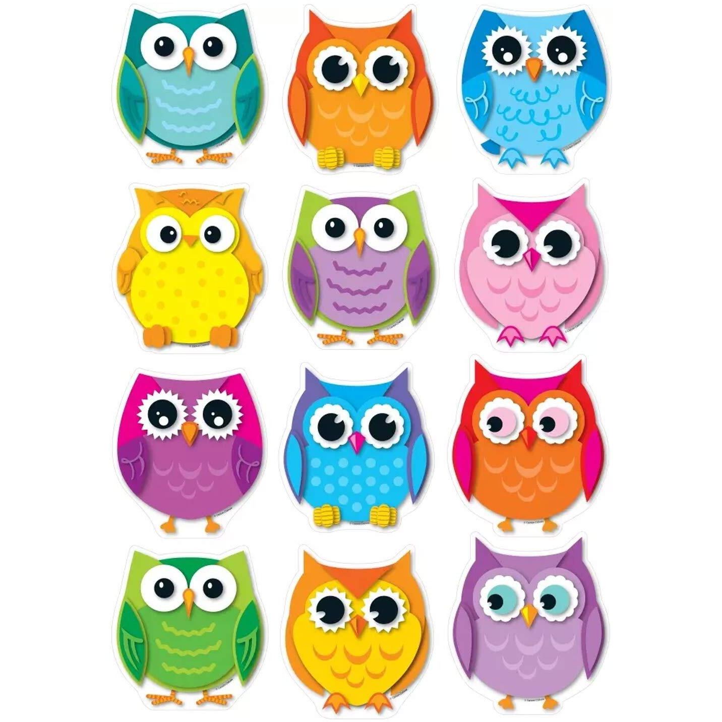 (3 PK) COLORFUL OWLS CUT OUTS 36