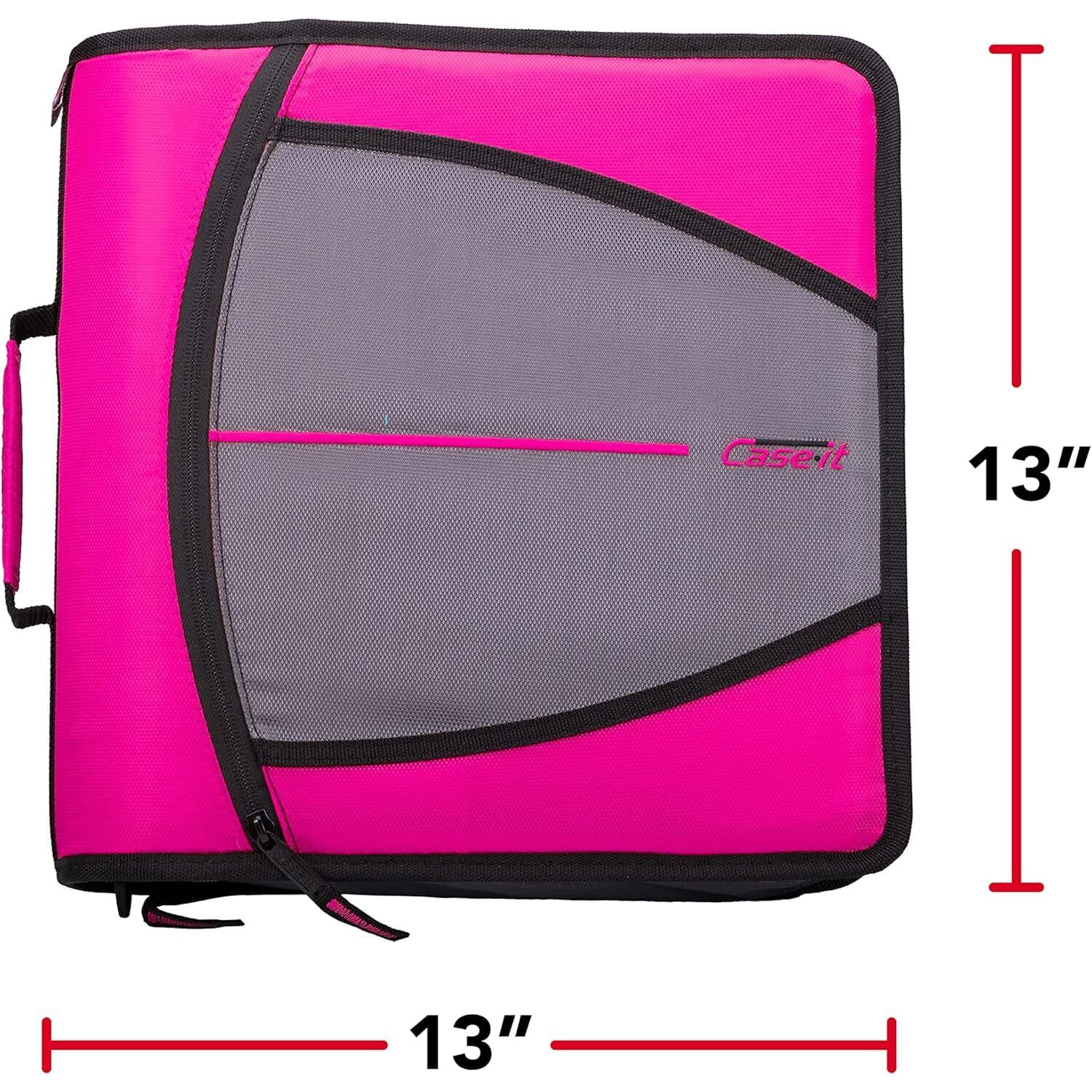 The Mighty Zip Tab-3 Inch Zipper Binder w/ removeable file folder- Magenta