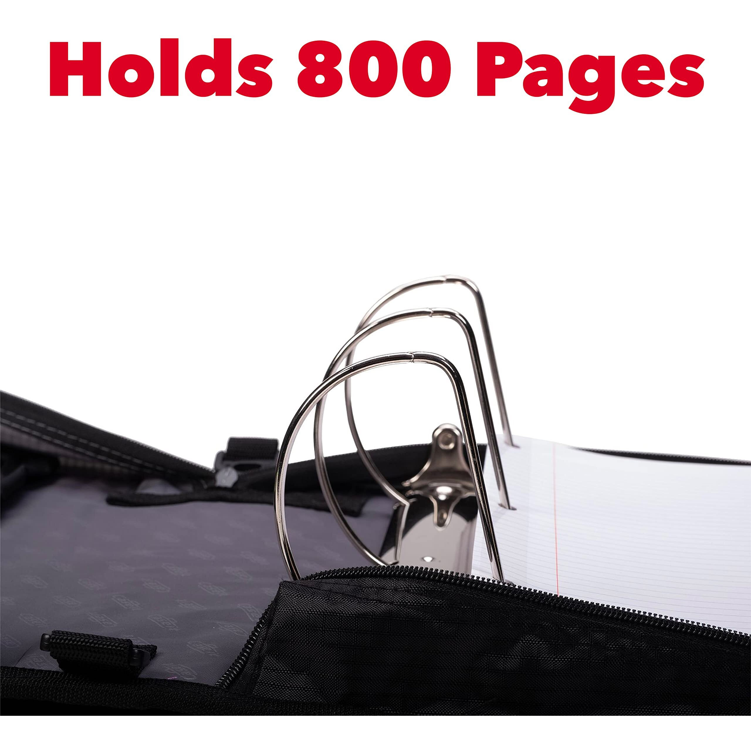 The King Zip Tab-4 Inch Zipper Binder w/ removeable file folder- Jet Black