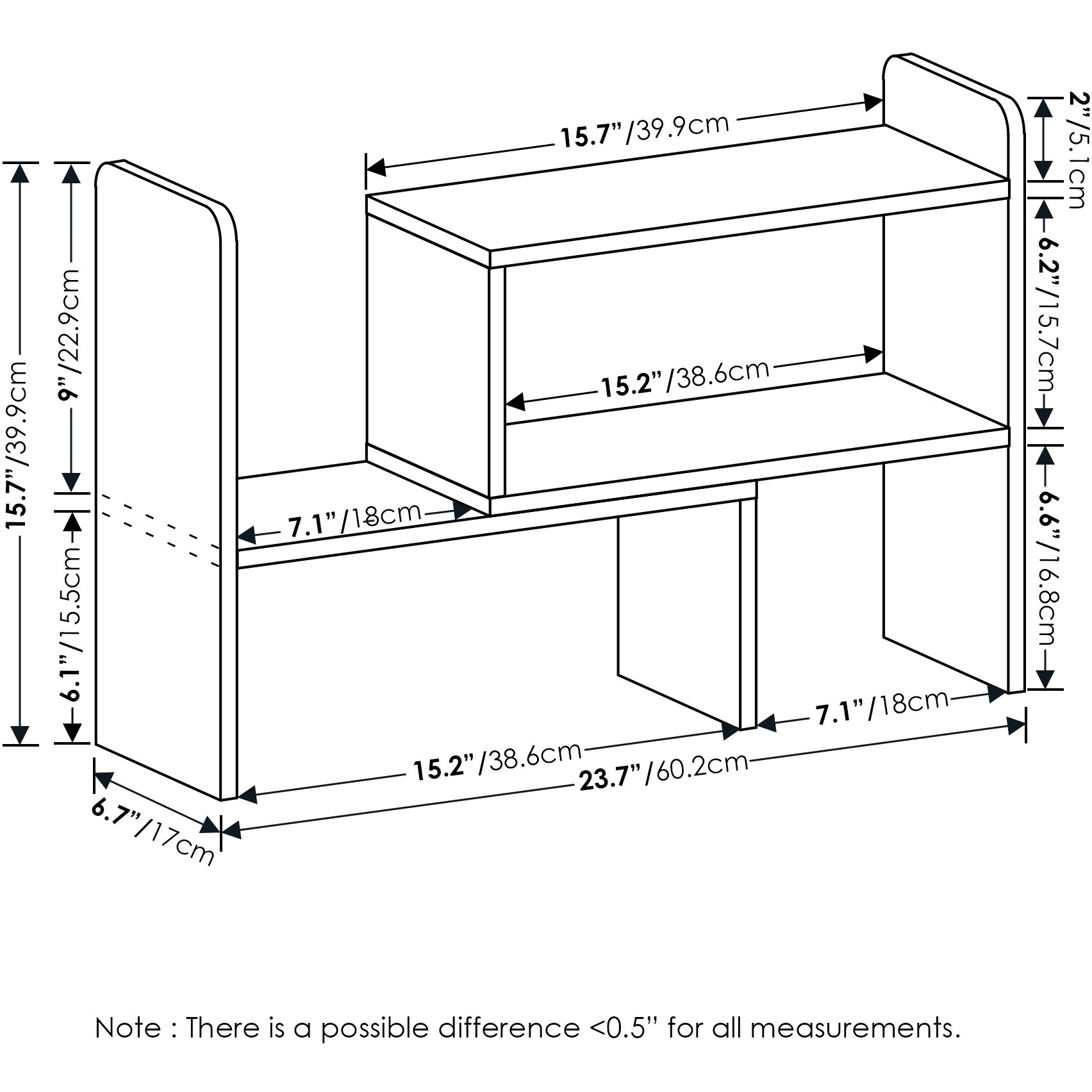 Furinno Classic Desk Top Organizer Bookshelf, French Oak