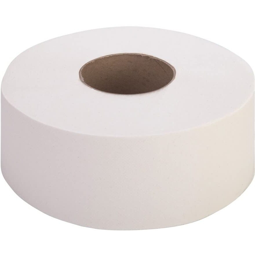 Genuine Joe Jumbo Jr Dispenser Bath Tissue Roll - 2 Ply - 3.30" x 700 ft - 8.88" Roll Diameter - White - Fiber - Sewer-safe, Septic Safe - For Bathroom - 12 / Carton