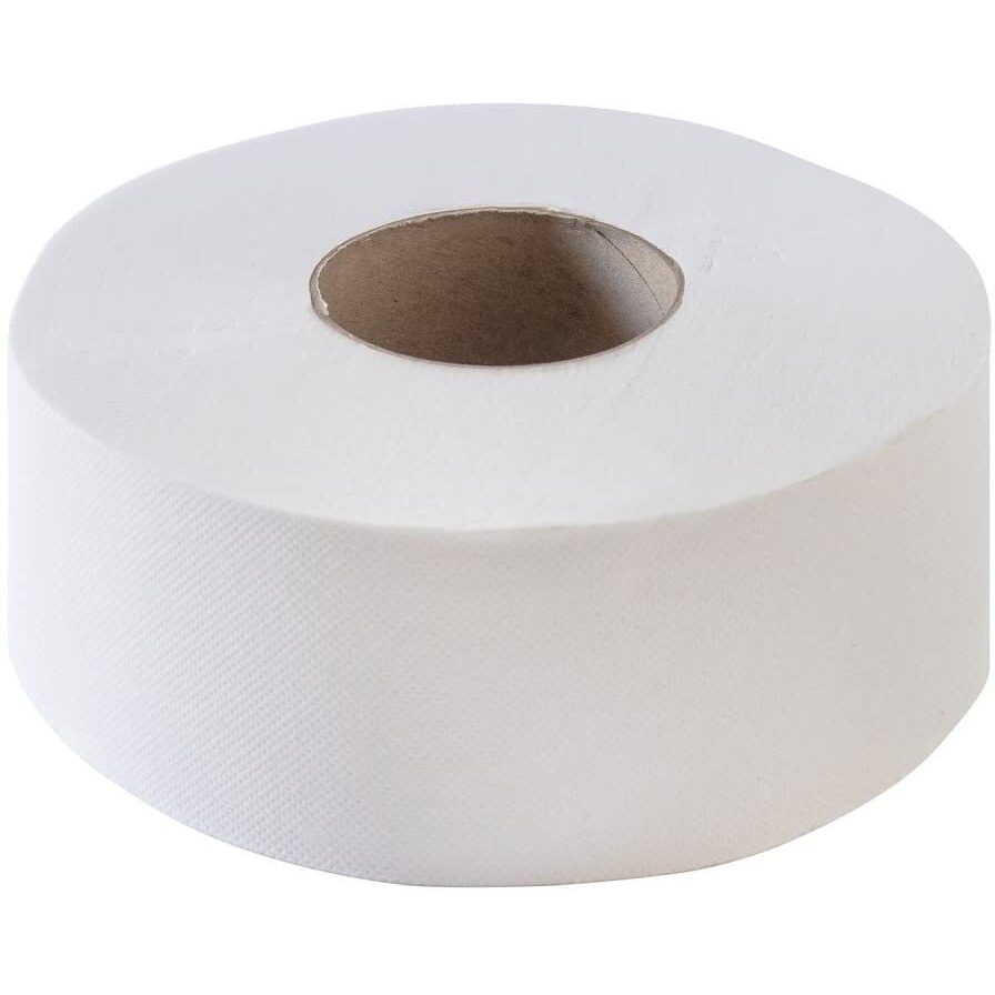 Genuine Joe Jumbo Jr Dispenser Bath Tissue Roll - 2 Ply - 3.30" x 700 ft - 8.88" Roll Diameter - White - Fiber - Sewer-safe, Septic Safe - For Bathroom - 12 / Carton