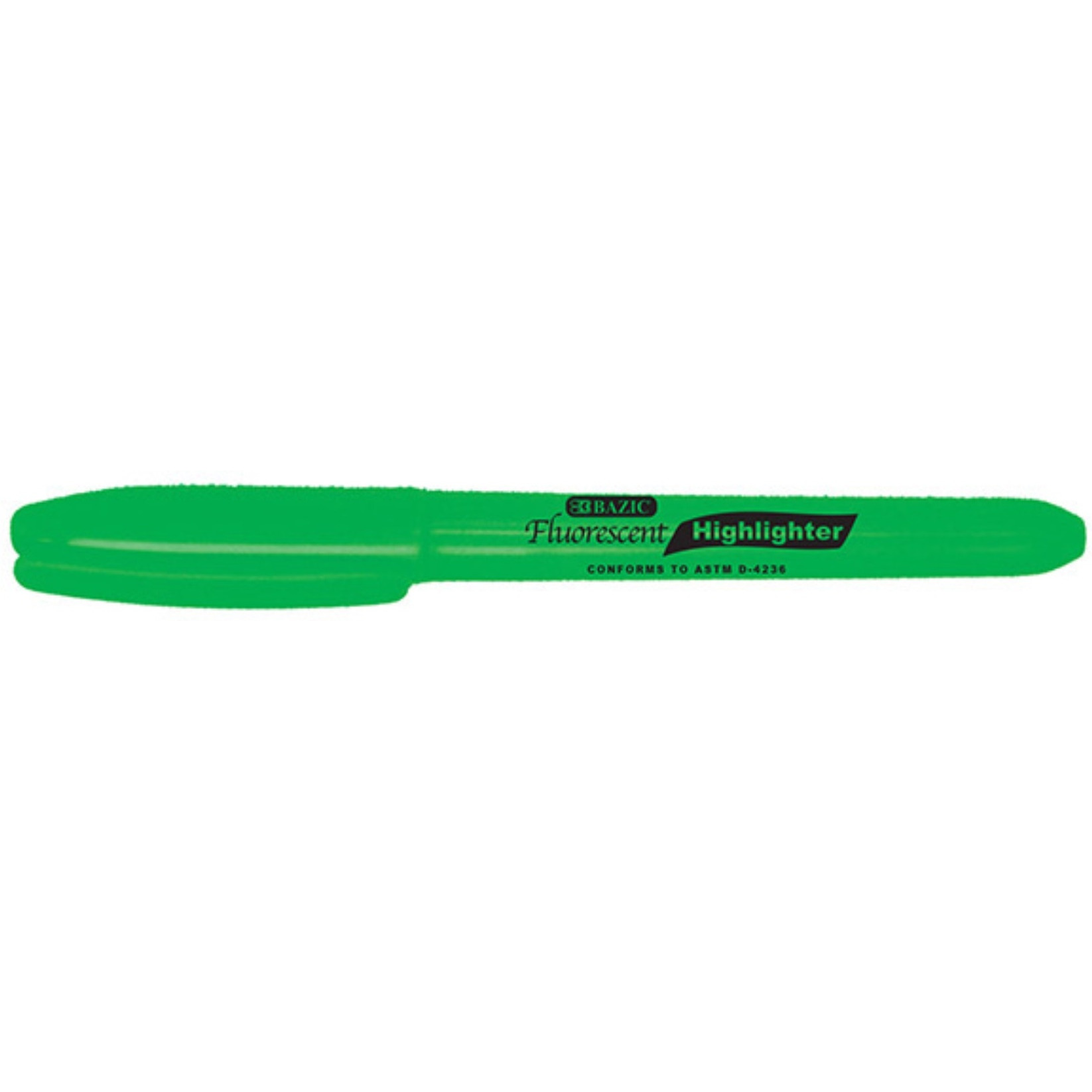 BAZIC Green Pen Style Fluorescent Highlighter w/ Pocket Clip / Box Qty - 192