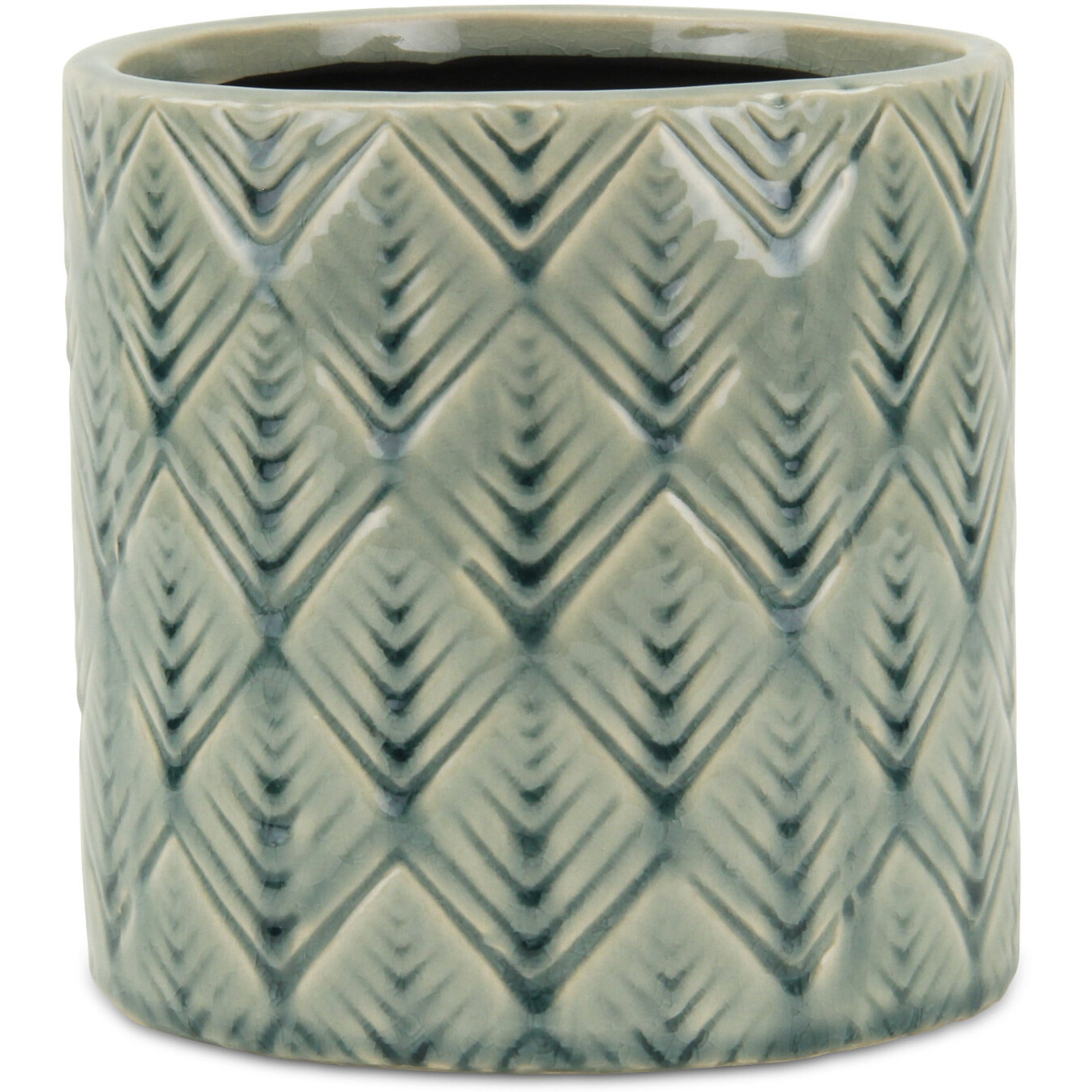 6" Green Geometric Ceramic Indoor Outdoor Round Pot Planter