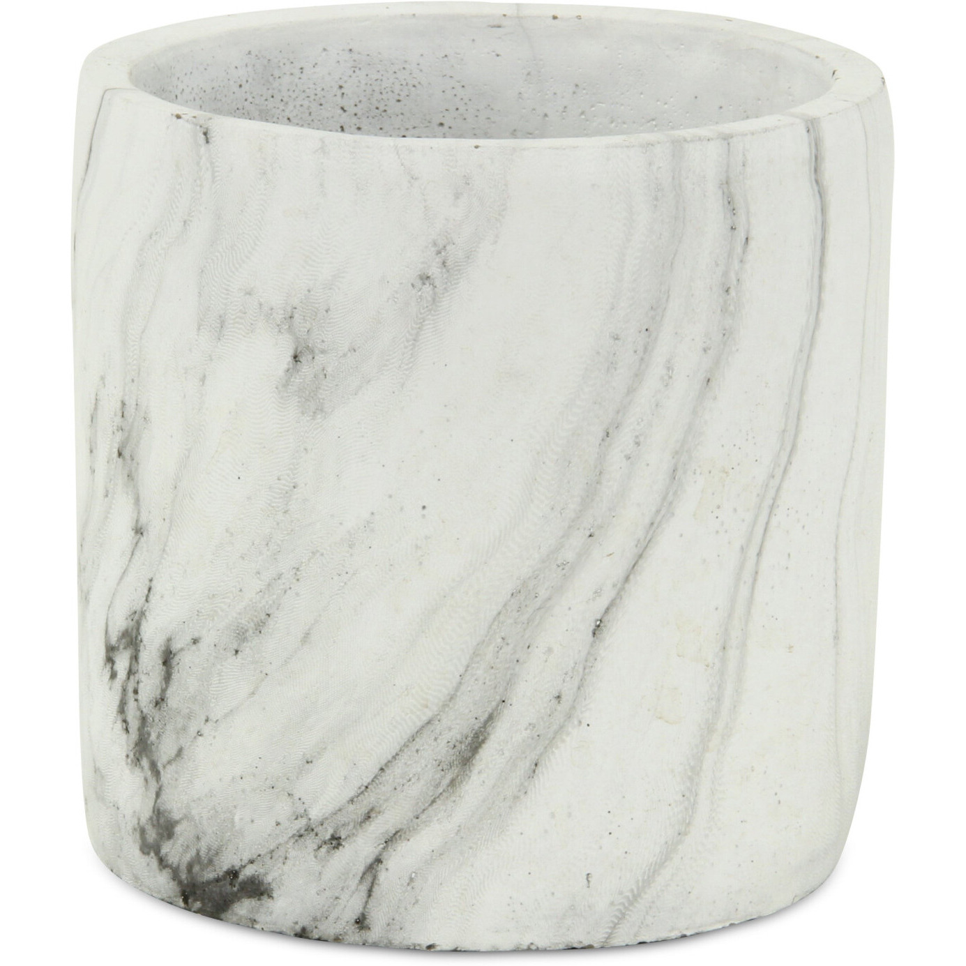 6" White and Gray Marbleized Ceramic Indoor Outdoor Round Pot Planter