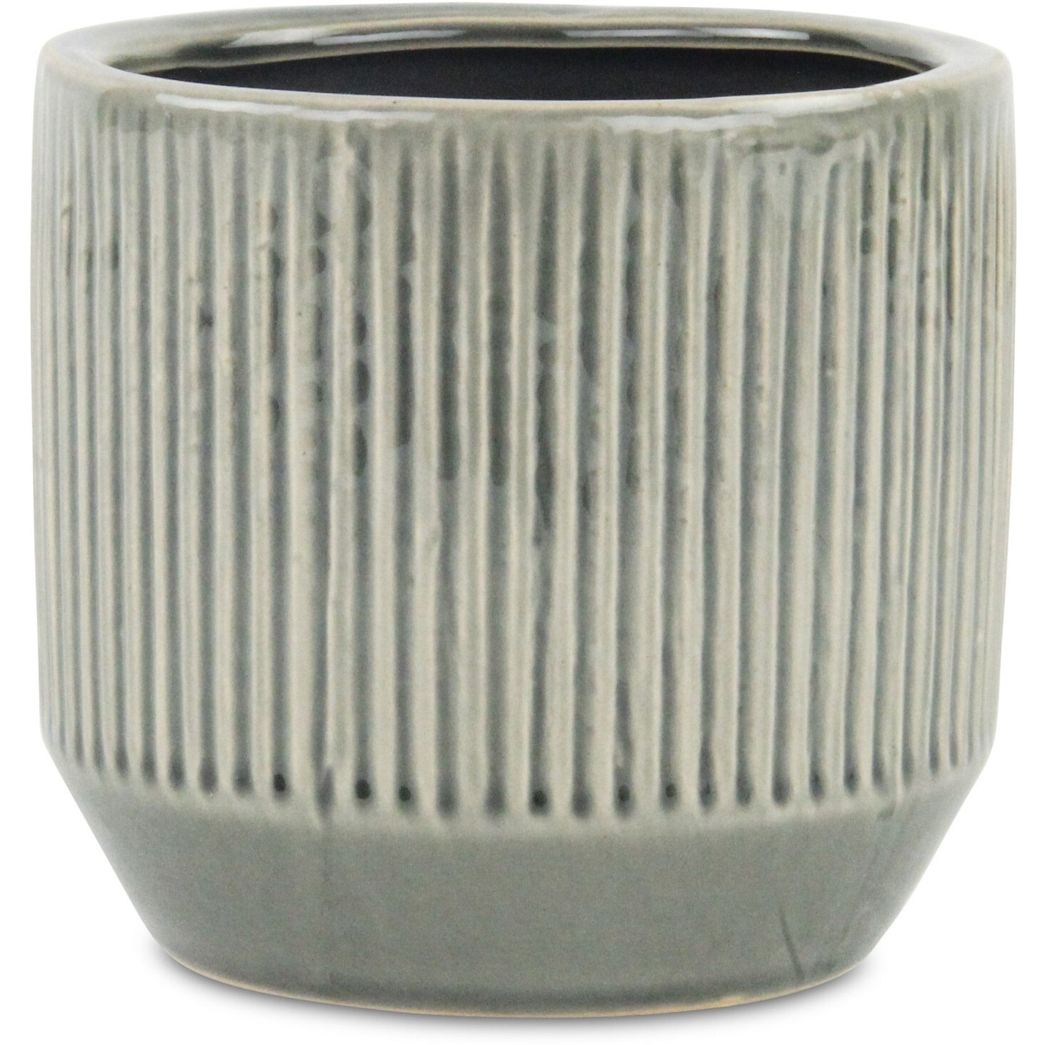 6" Gray Striped Ceramic Indoor Outdoor Round Pot Planter