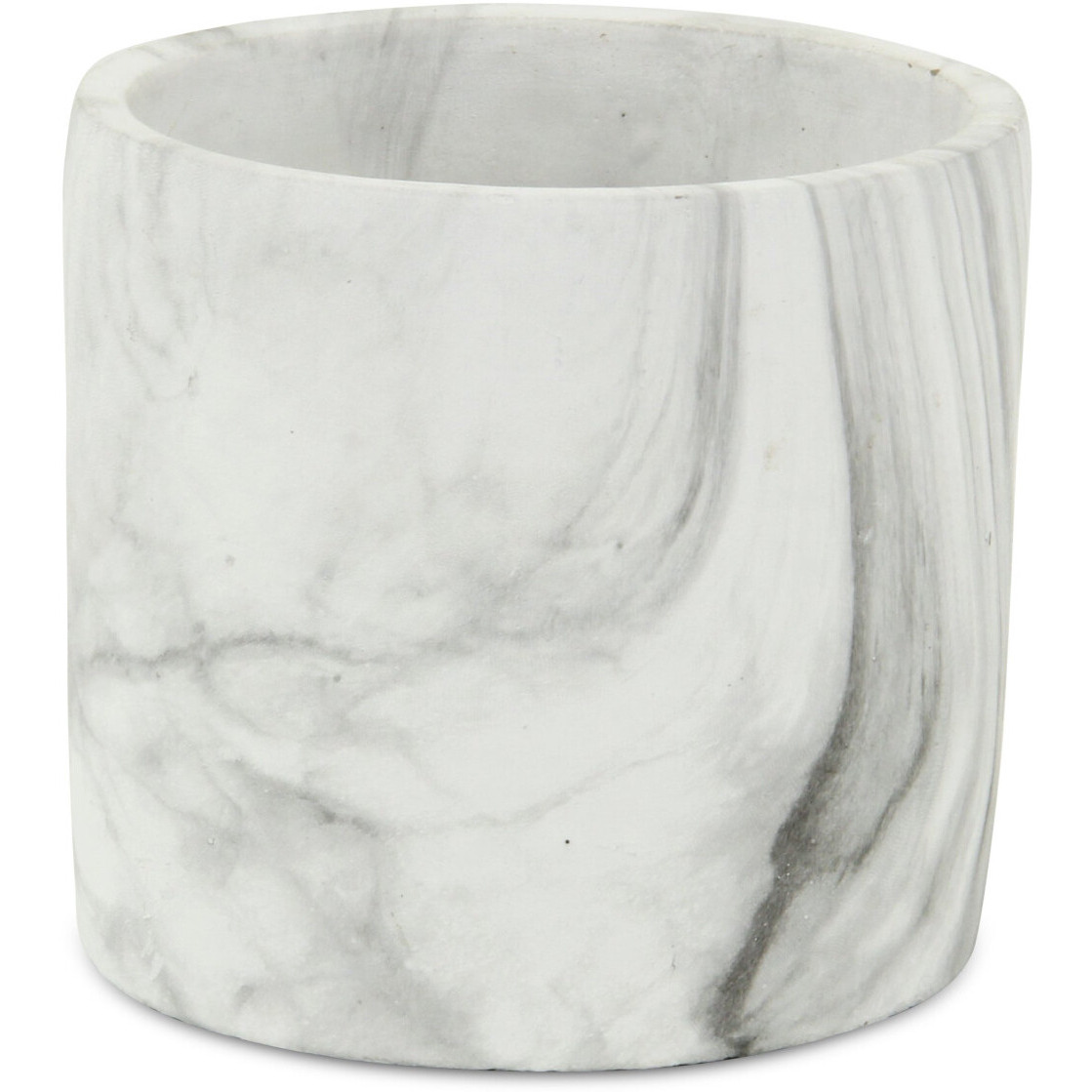 6" White and Gray Marbleized Ceramic Indoor Outdoor Round Pot Planter