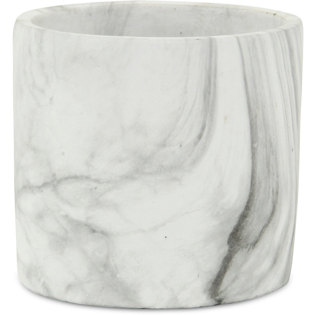6" White and Gray Marbleized Ceramic Indoor Outdoor Round Pot Planter