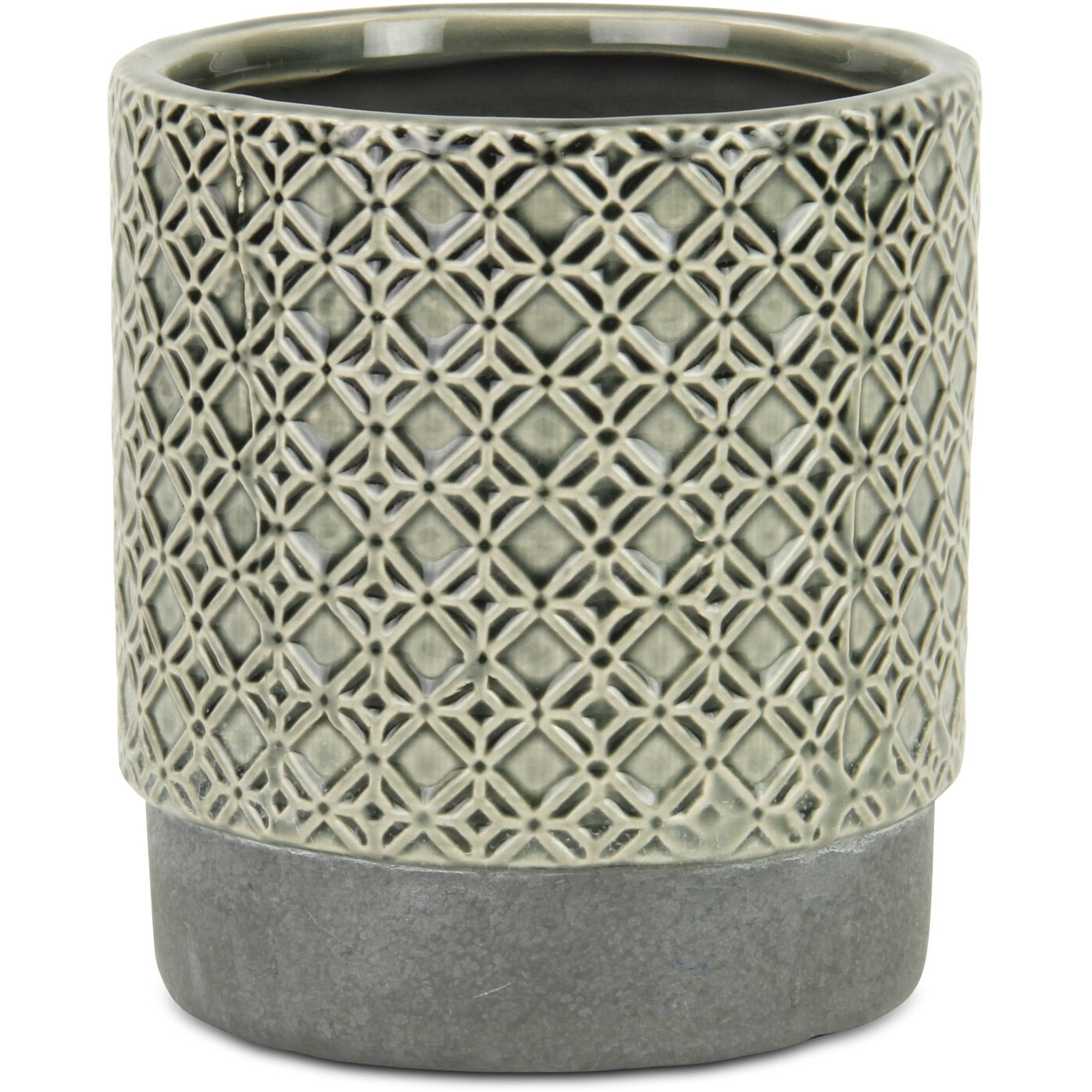 6" Gray Geometric Ceramic Indoor Outdoor Round Pot Planter