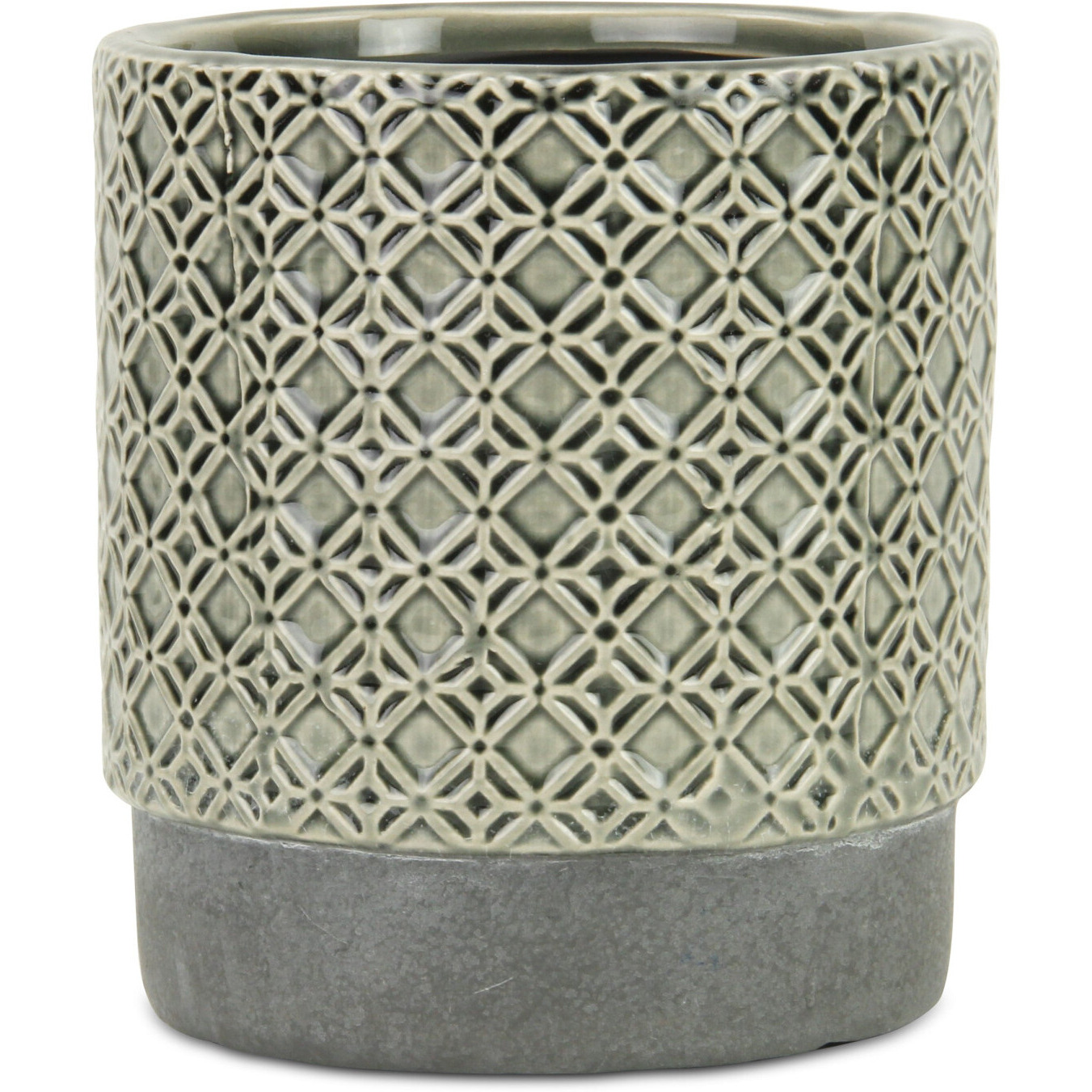6" Gray Geometric Ceramic Indoor Outdoor Round Pot Planter