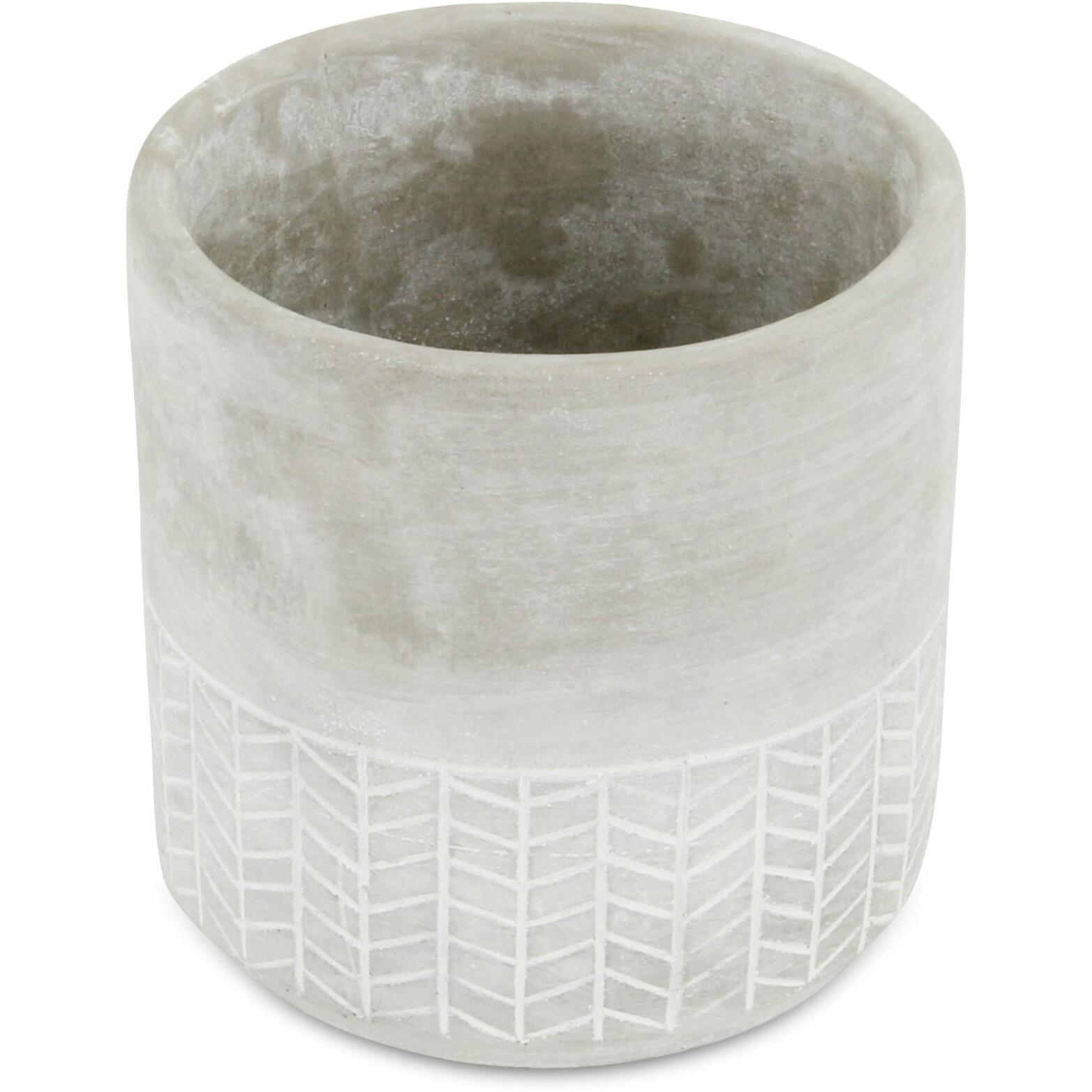 6" Light Gray Geometric Cement Indoor Outdoor Round Pot Planter