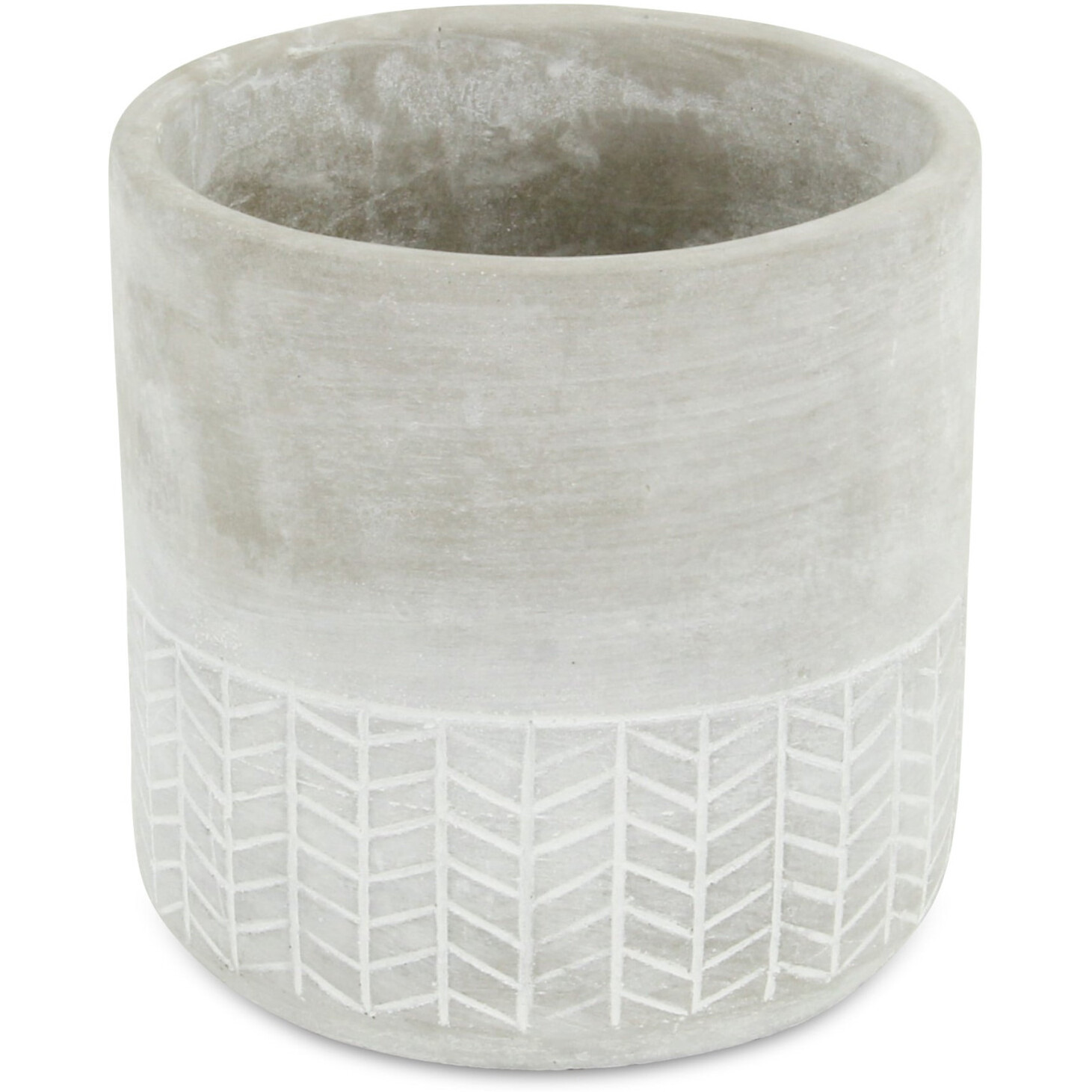6" Light Gray Geometric Cement Indoor Outdoor Round Pot Planter