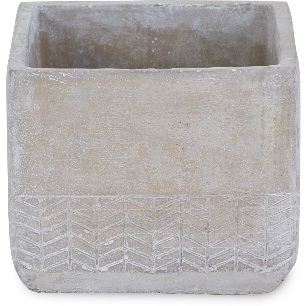 6" Light Gray Geometric Cement Indoor Outdoor Rectangular Pot Planter