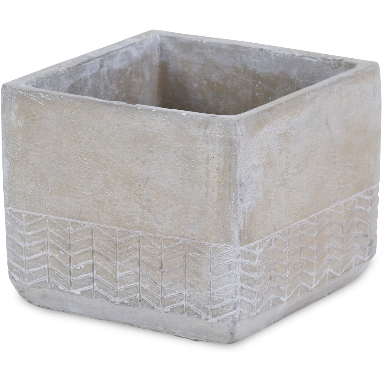 6" Light Gray Geometric Cement Indoor Outdoor Rectangular Pot Planter