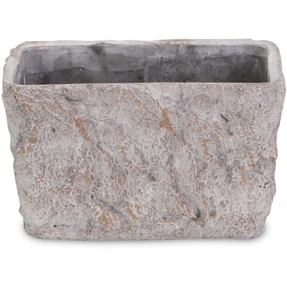 9" Gray Speckle Glaze Cement Indoor Outdoor Rectangular Pot Planter