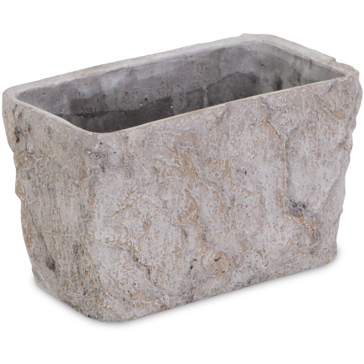 9" Gray Speckle Glaze Cement Indoor Outdoor Rectangular Pot Planter