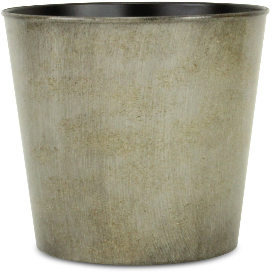 9" Gray Recycled Plastic Indoor Outdoor Round Pot Planter