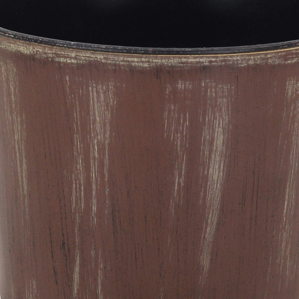 7" Brown and Ivory Abstract Recycled Plastic Indoor Outdoor Round Pot Planter