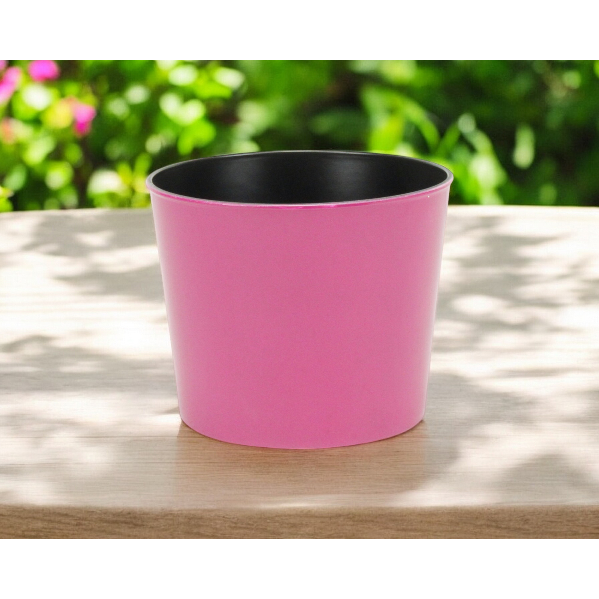7" Hot Pink Recycled Plastic Indoor Outdoor Round Pot Planter