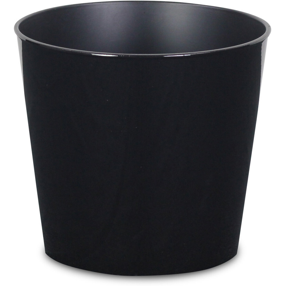 7" Black Recycled Plastic Indoor Outdoor Round Pot Planter