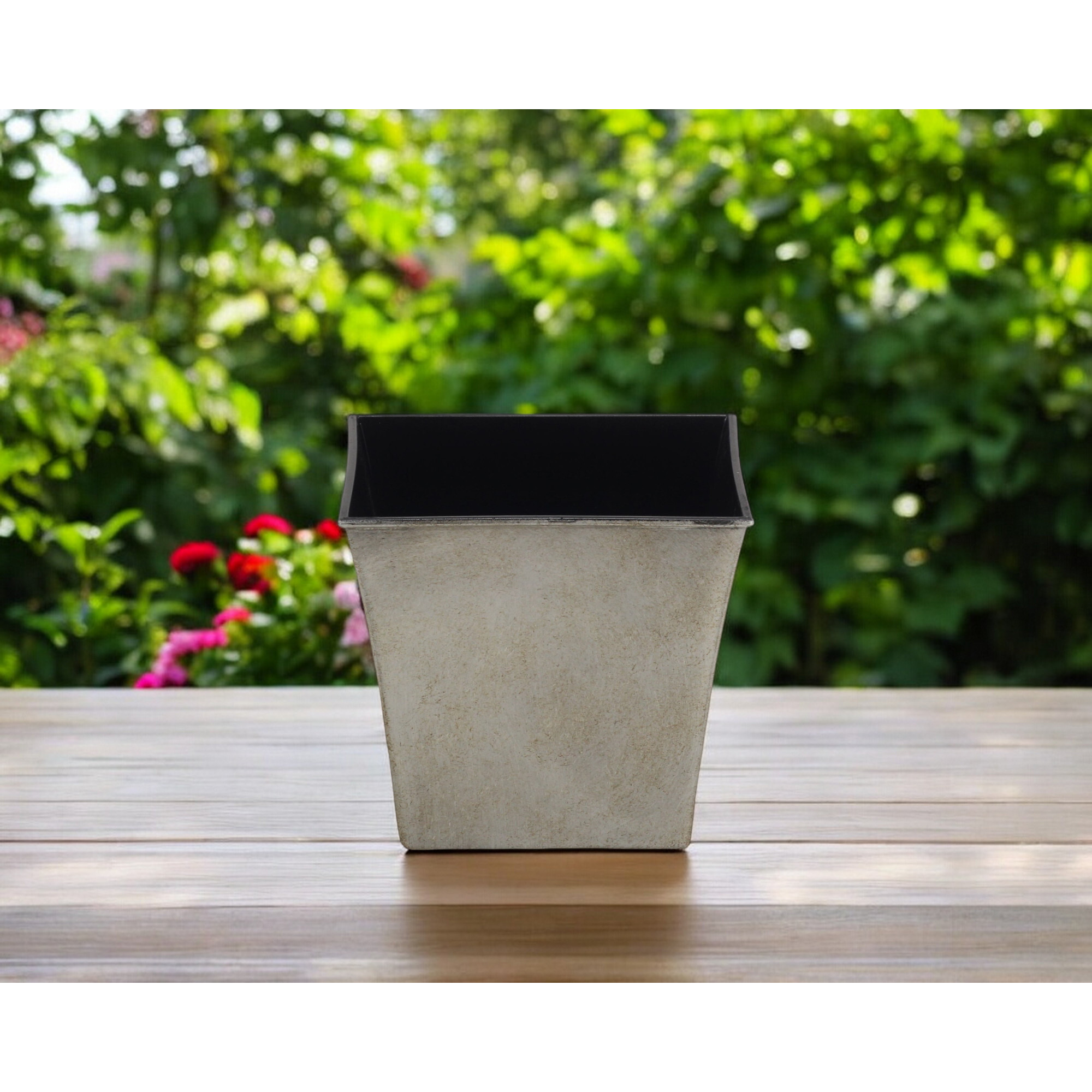 7" Gray Recycled Plastic Indoor Outdoor Square Pot Planter