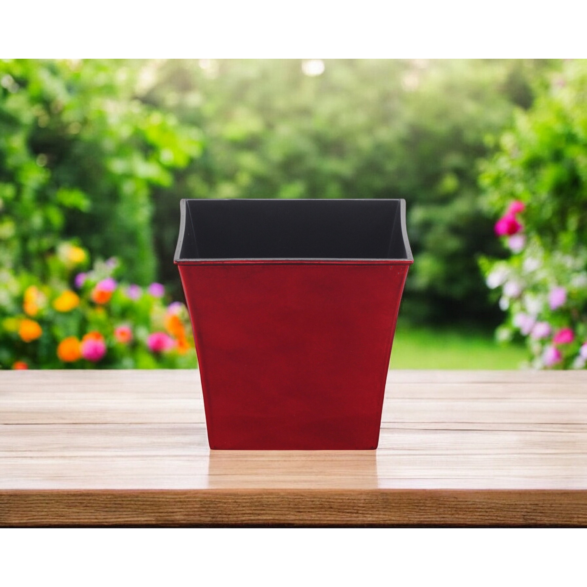 7" Red Recycled Plastic Indoor Outdoor Rectangular Pot Planter