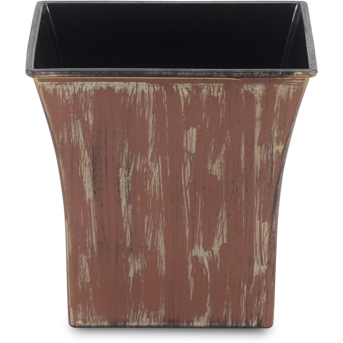 7" Brown and Ivory Abstract Recycled Plastic Indoor Outdoor Square Nursery Pot