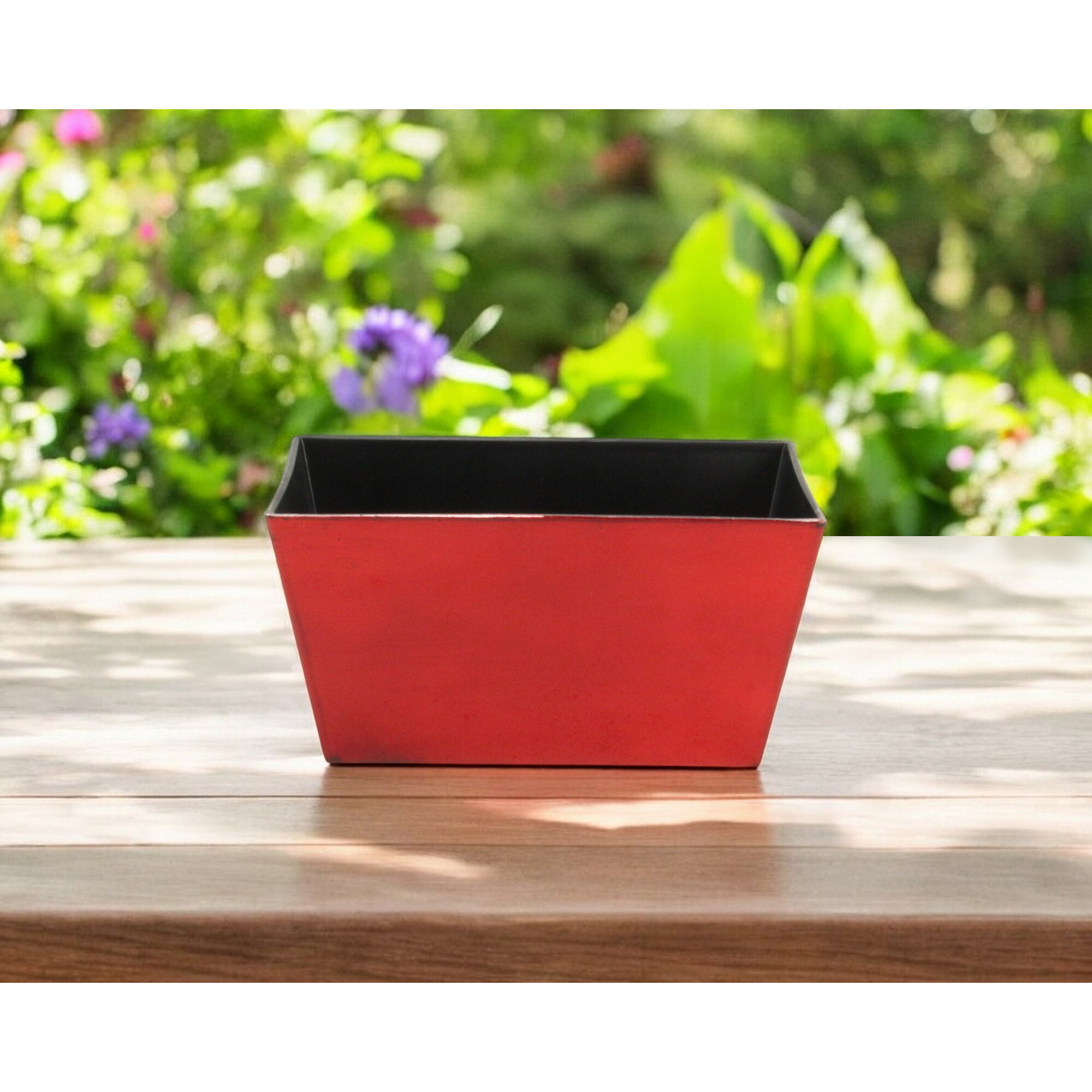 8" Red Recycled Plastic Indoor Outdoor Rectangular Planter Box