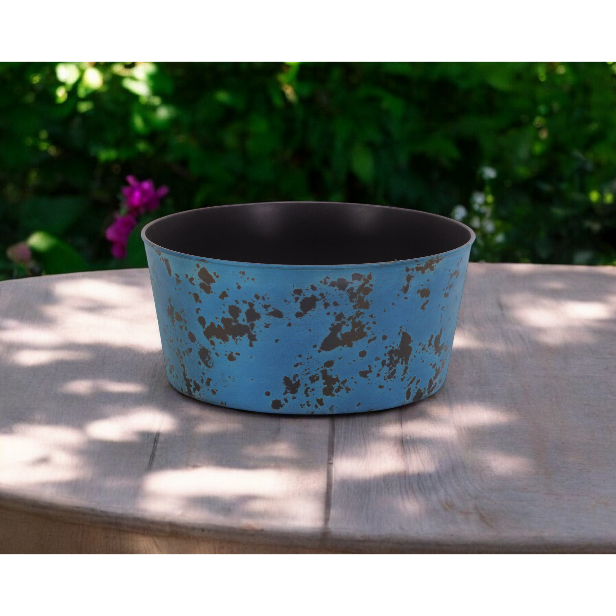 12" Blue Recycled Plastic Indoor Outdoor Round Pot Planter