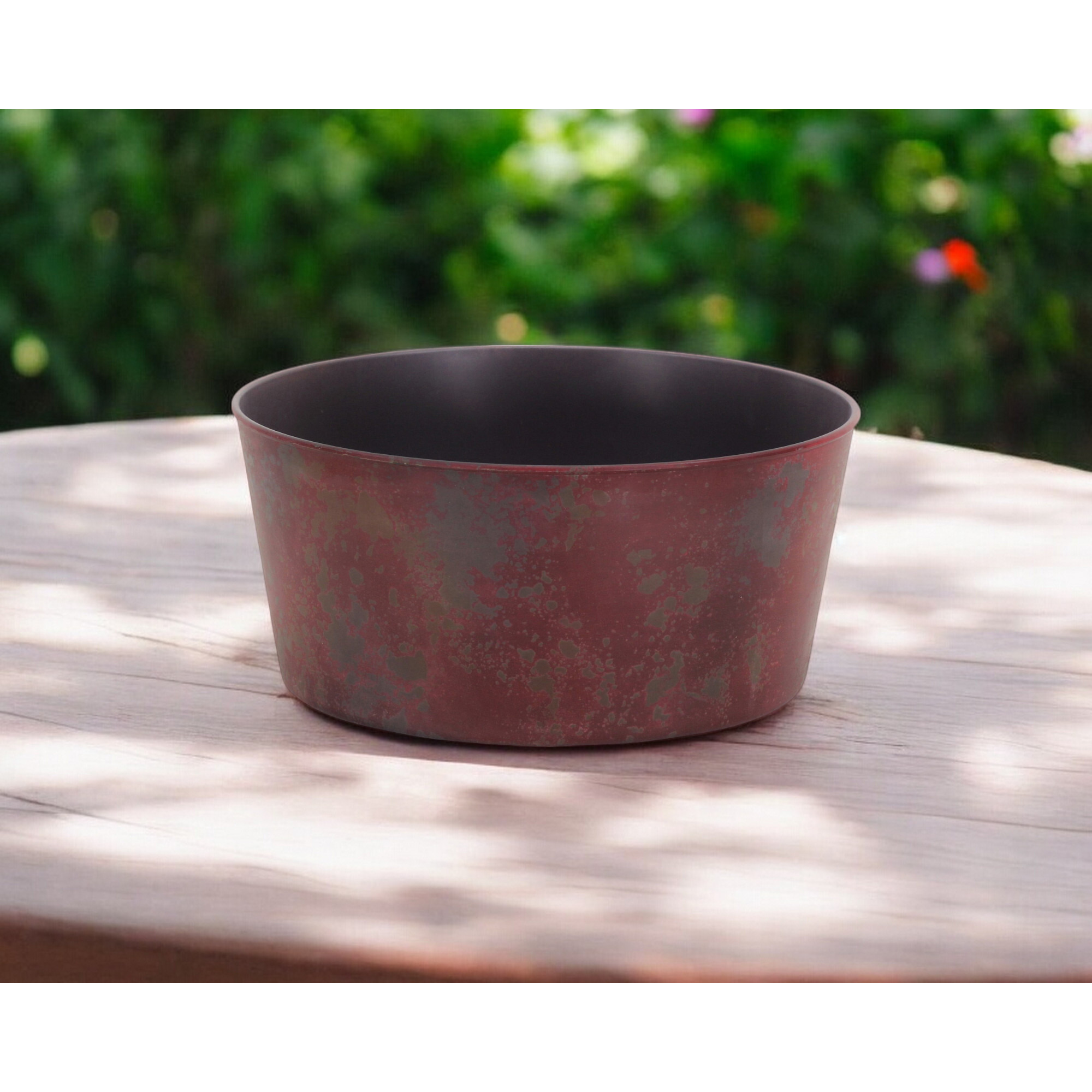 12" Red Recycled Plastic Indoor Outdoor Round Pot Planter