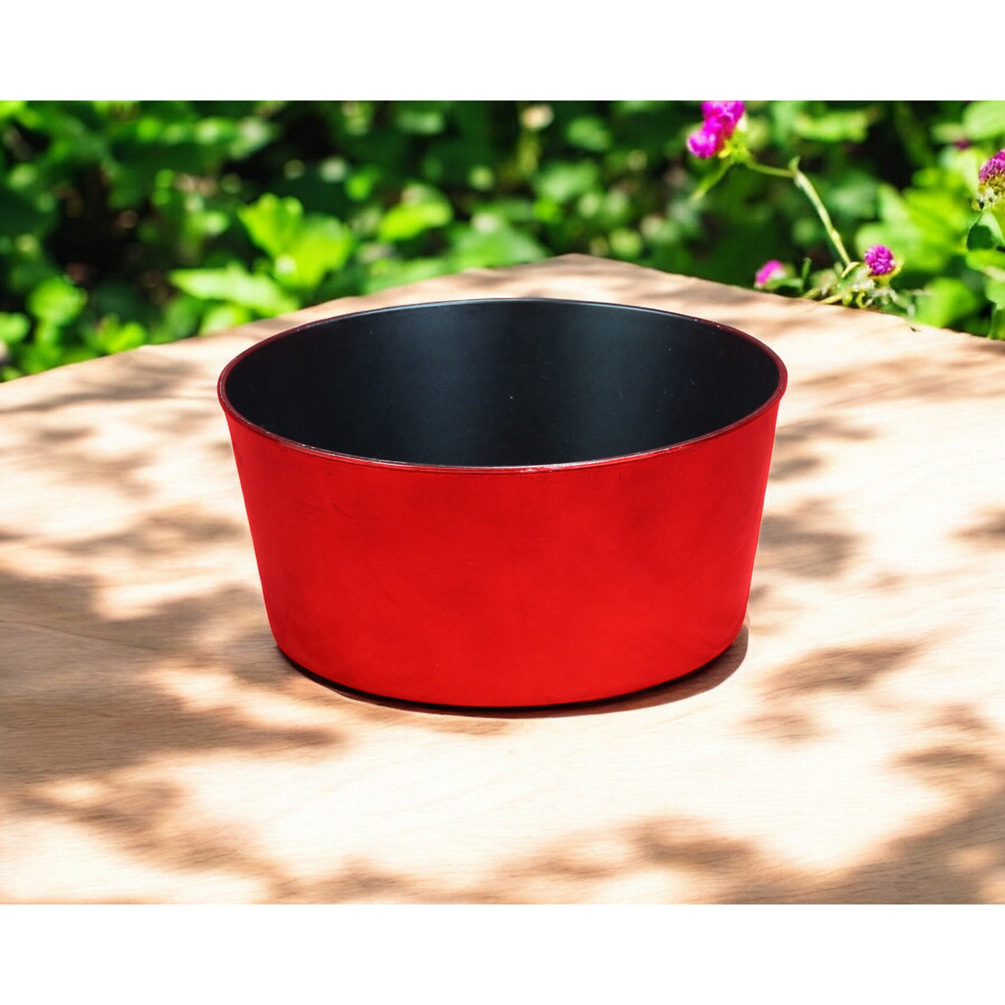 12" Red Recycled Plastic Indoor Outdoor Round Pot Planter