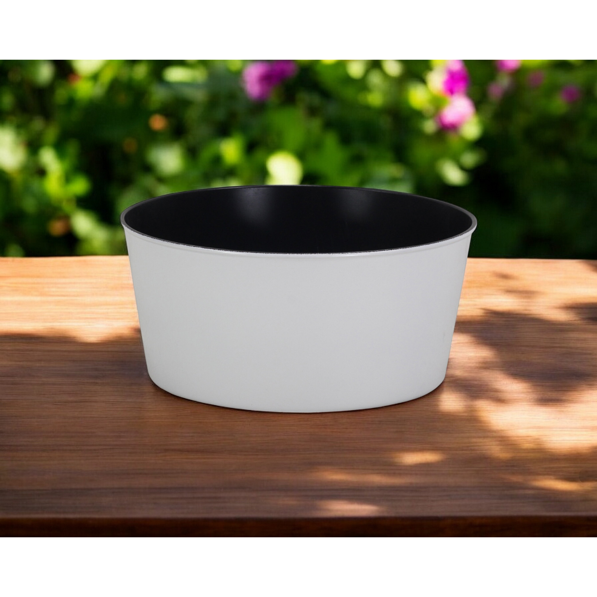 12" White Recycled Plastic Indoor Outdoor Round Pot Planter