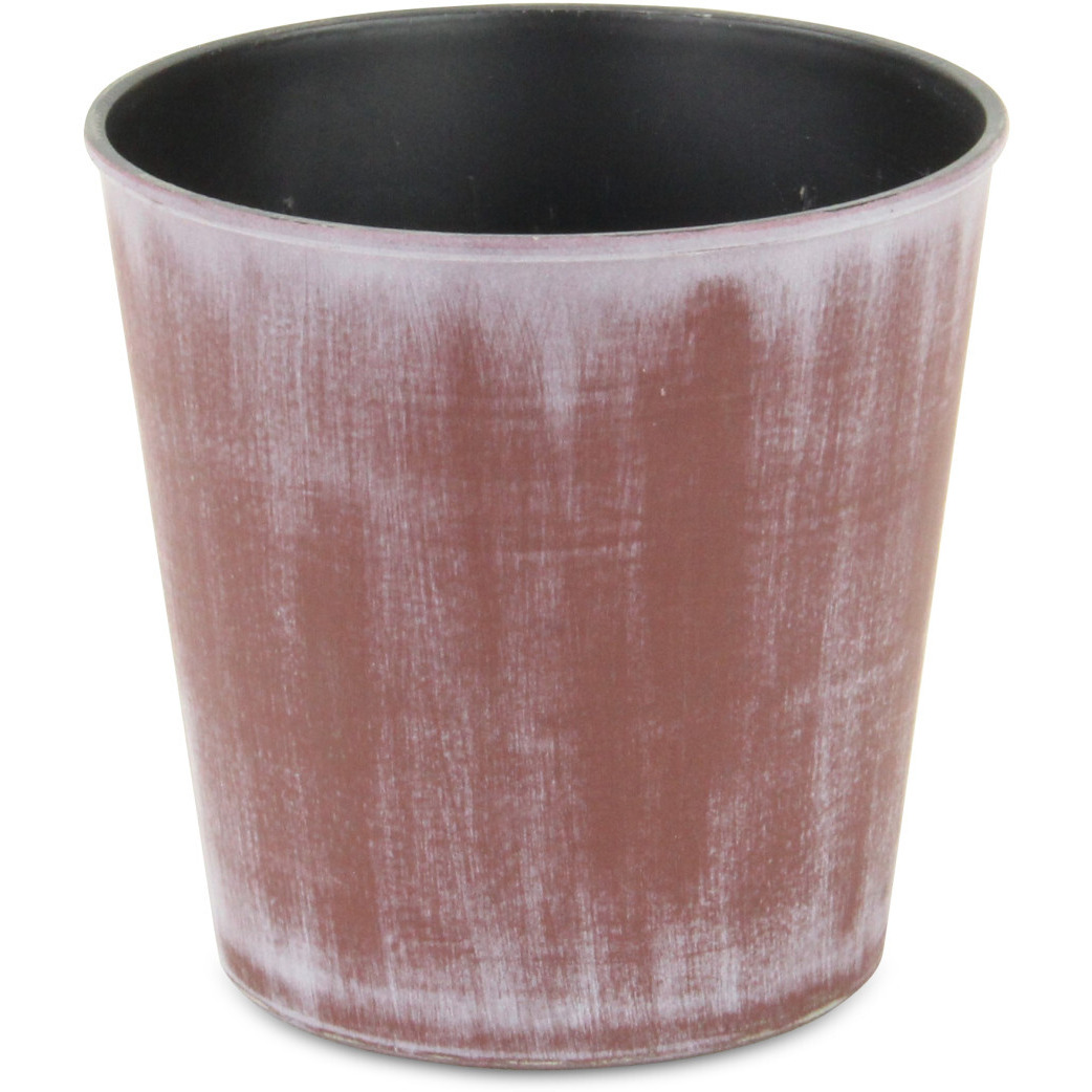 5" Brown and Ivory Abstract Recycled Plastic Indoor Outdoor Round Nursery Pot