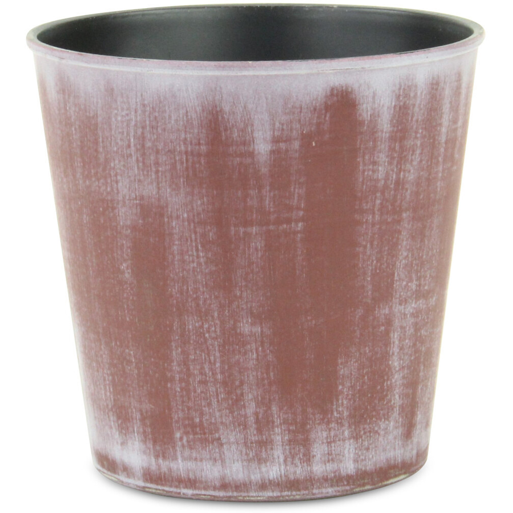 5" Brown and Ivory Abstract Recycled Plastic Indoor Outdoor Round Nursery Pot